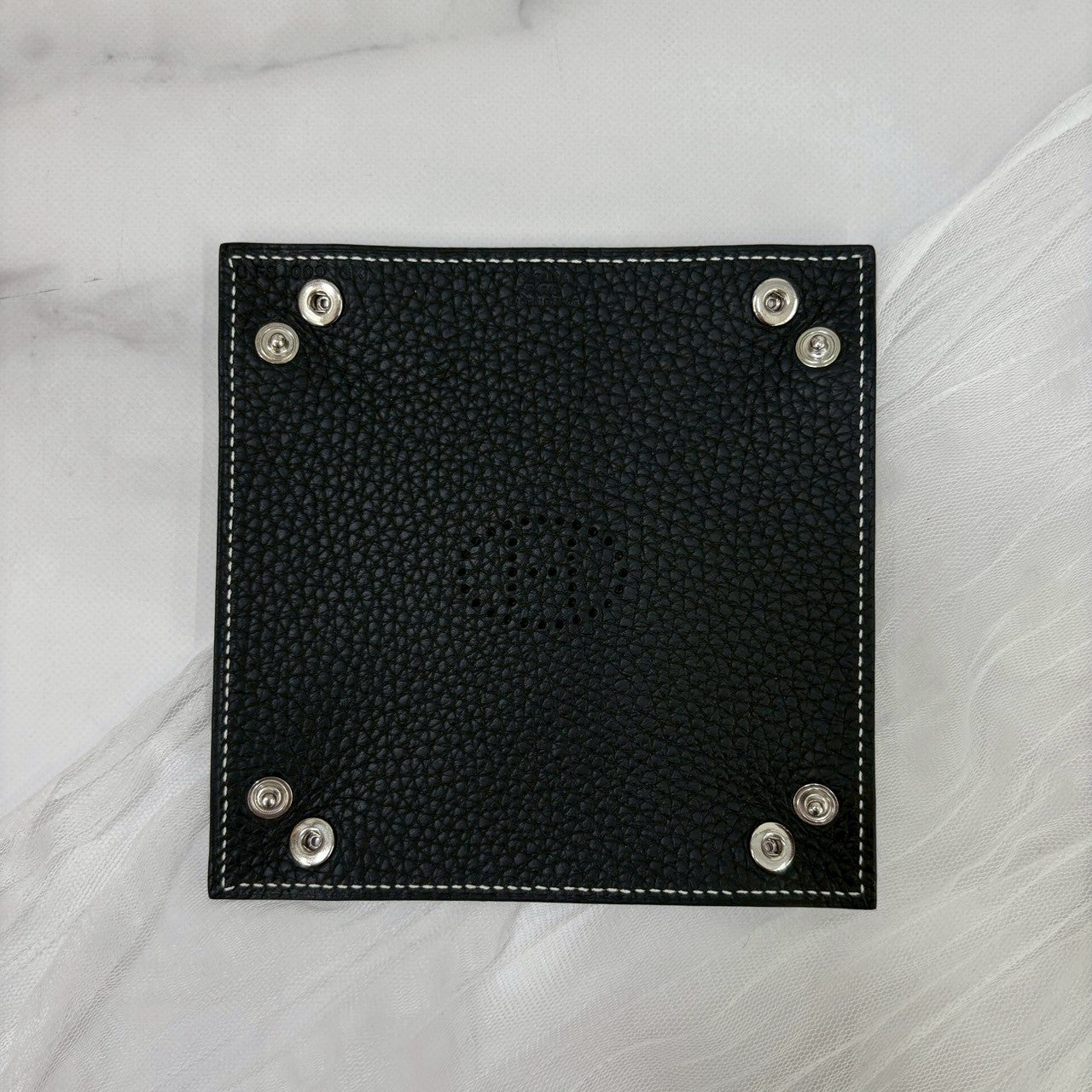 【 鑑定済み 】 エルメス 《 ヴィドポッシュ 》 ブラック シルバー金具 白ステッチ 小物入れ