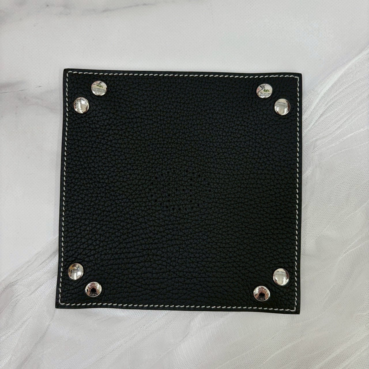 【 鑑定済み 】 エルメス 《 ヴィドポッシュ 》 ブラック シルバー金具 白ステッチ 小物入れ