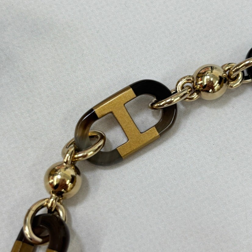鑑定済み【 美品 】エルメス 《 シュルメール 》 ブラック ブラウン グレー ゴールド金具 アクセサリー ネックレス