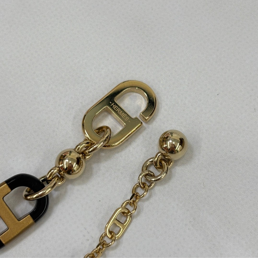 鑑定済み【 美品 】エルメス 《 シュルメール 》 ブラック ブラウン グレー ゴールド金具 アクセサリー ネックレス