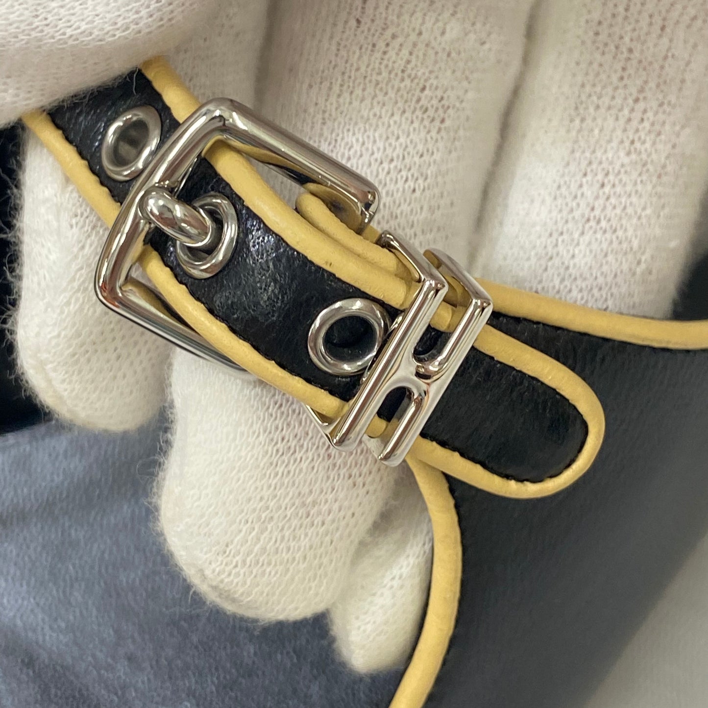 【 新品未使用 】 エルメス 《 クレオ 》 37 24cm程度 ブラック ベージュ シルバー金具 バレーシューズ H ロゴ