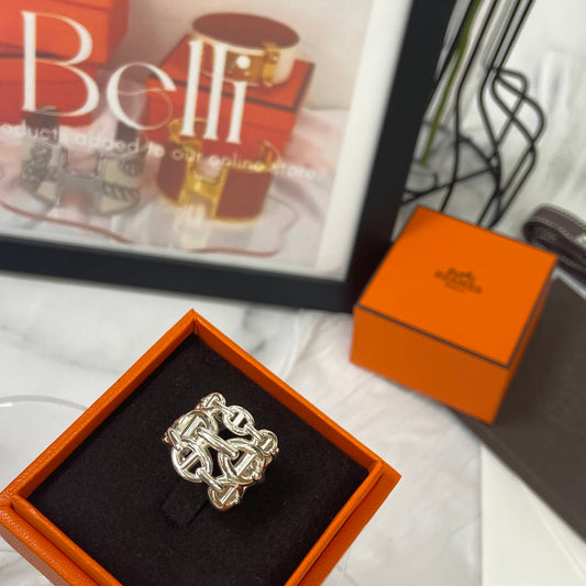 【鑑定済み】エルメス 《 シェーヌダンクル アンシェネ 》 GM #51 シルバー925 リング ギャランティ付き