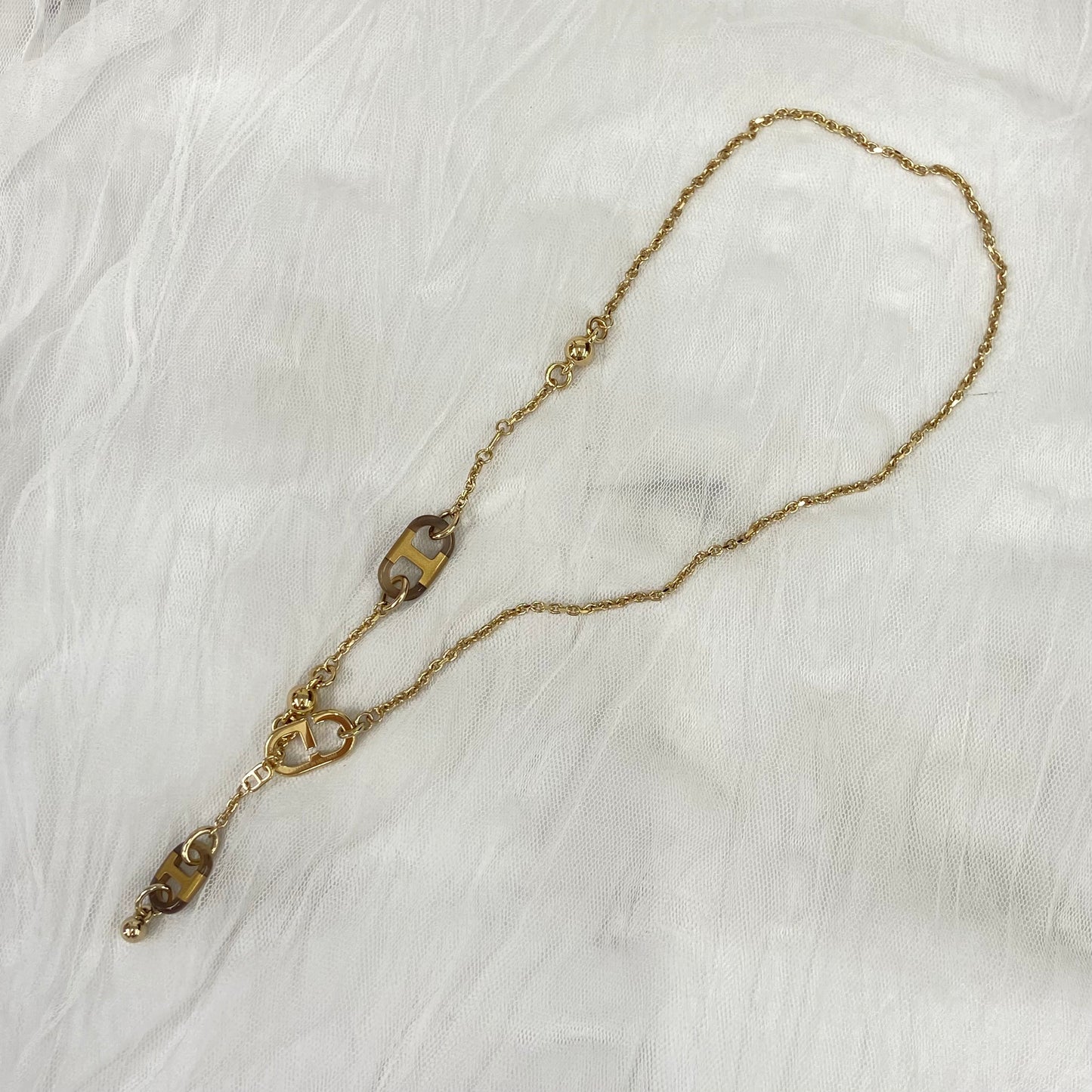 鑑定済み【美品】 エルメス 《 シュルメール 》 ゴールド ブラウン バッファローホーン ネックレス