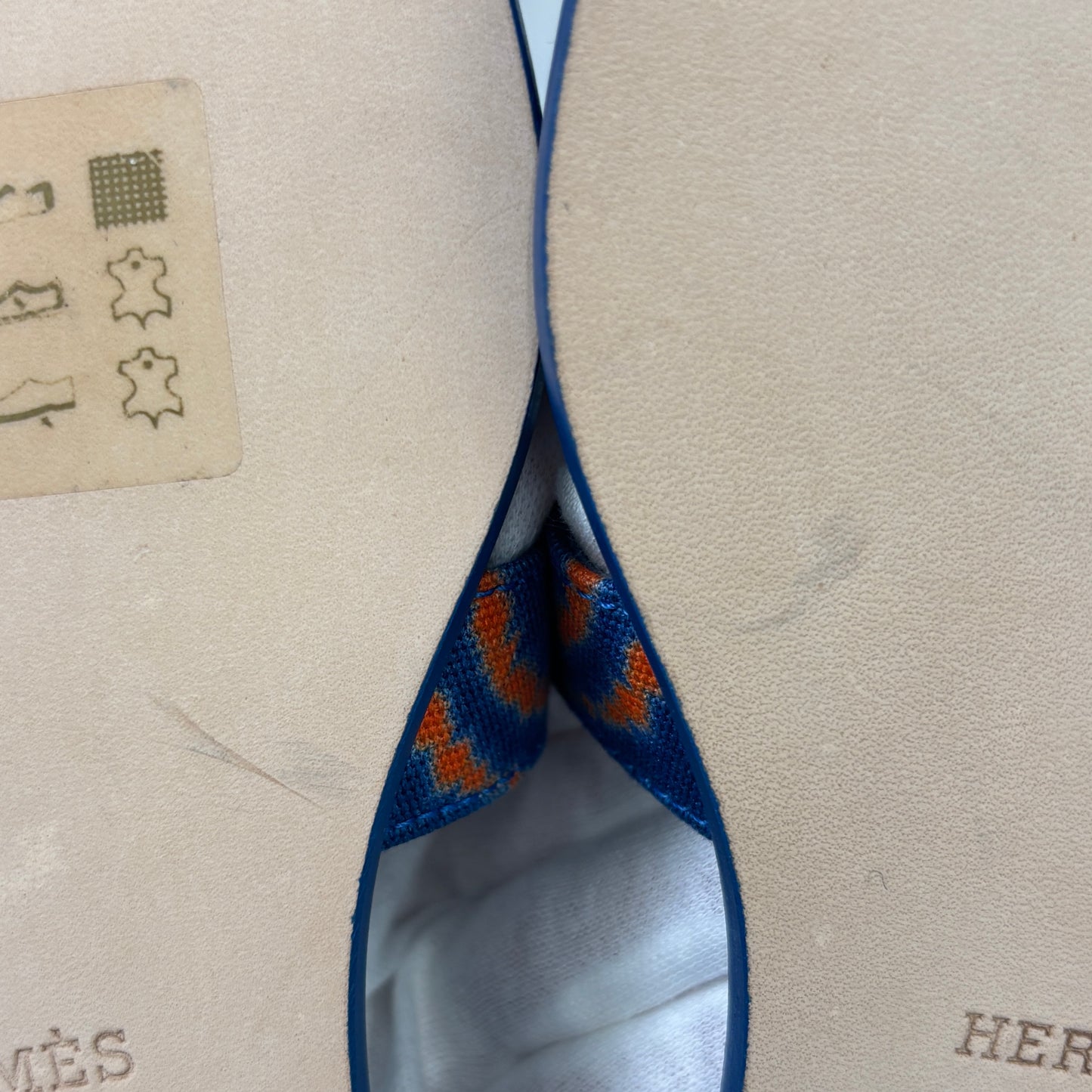 鑑定済み【 新品 】エルメス 《 オラン 》 ブリッド・ドゥ・ガラ 35 22.5cm程度 ブルー オレンジ サンダル