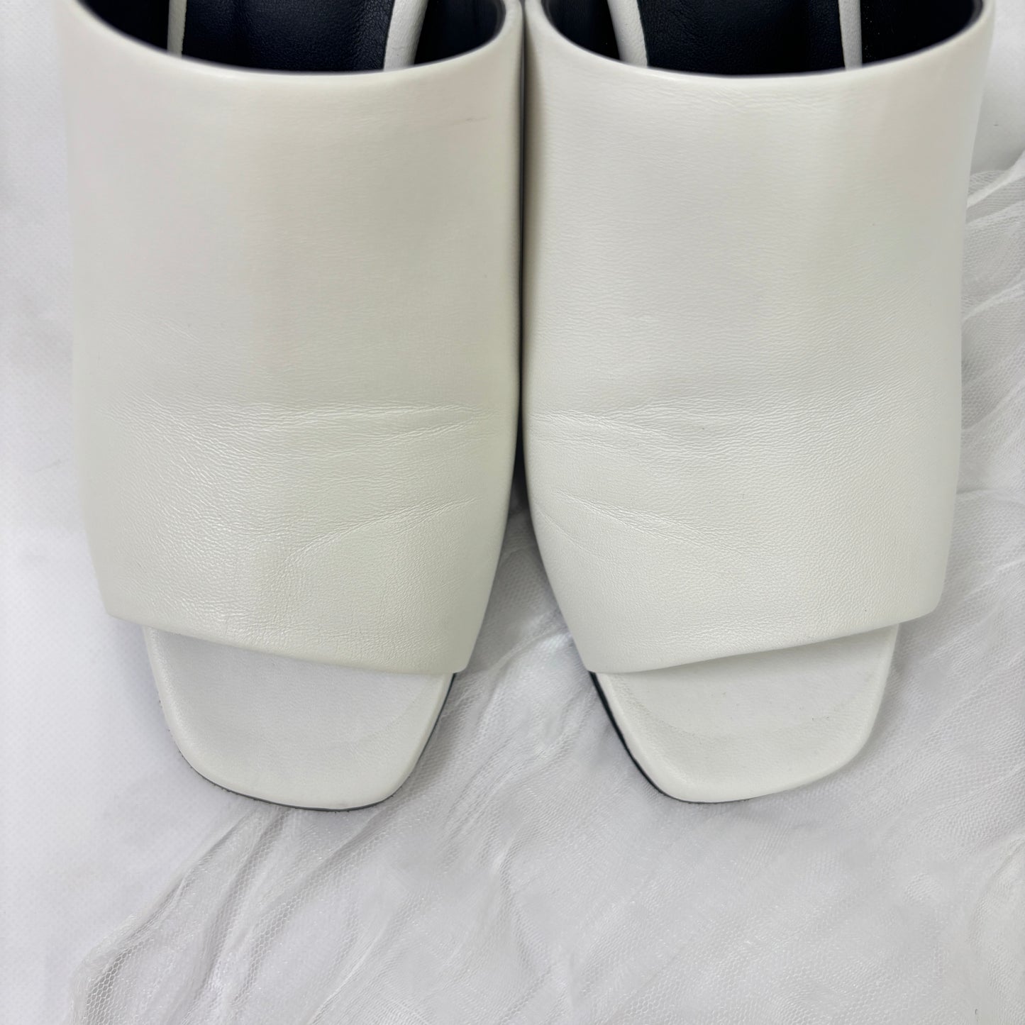 【 鑑定済み 】エルメス 《 グロッシー 》 60 37 24cm程度 ホワイト サンダル シェーヌダンクル モチーフ ヒール