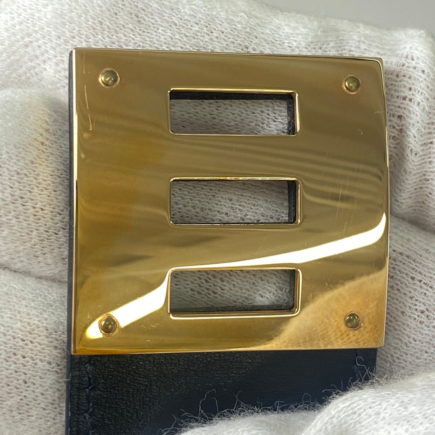 　【鑑定済み】エルメス 《 ケリー ドッグ 》 T2 ブラック 黒 ブラウン ゴールド金具 レザー ブレスレット バングル