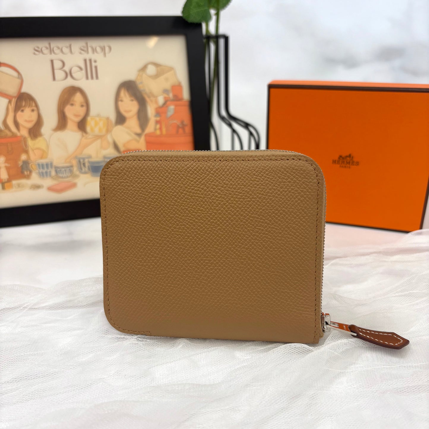 鑑定済み【 美品 】エルメス 《 シルクインコンパクト 》 エプソン チャイ ブラウン ピンク ブルー ブラウン シルバー金具 コインケース U刻印