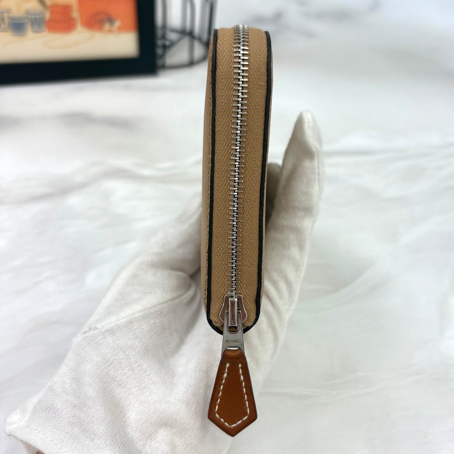鑑定済み【 美品 】エルメス 《 シルクインコンパクト 》 エプソン チャイ ブラウン ピンク ブルー ブラウン シルバー金具 コインケース U刻印