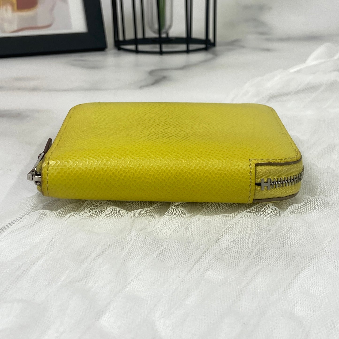 鑑定済み 【美品】 エルメス 《 アザップ シルクインコンパクト 》 ライム ブラウン シルバー金具 エプソン 財布 コインケース