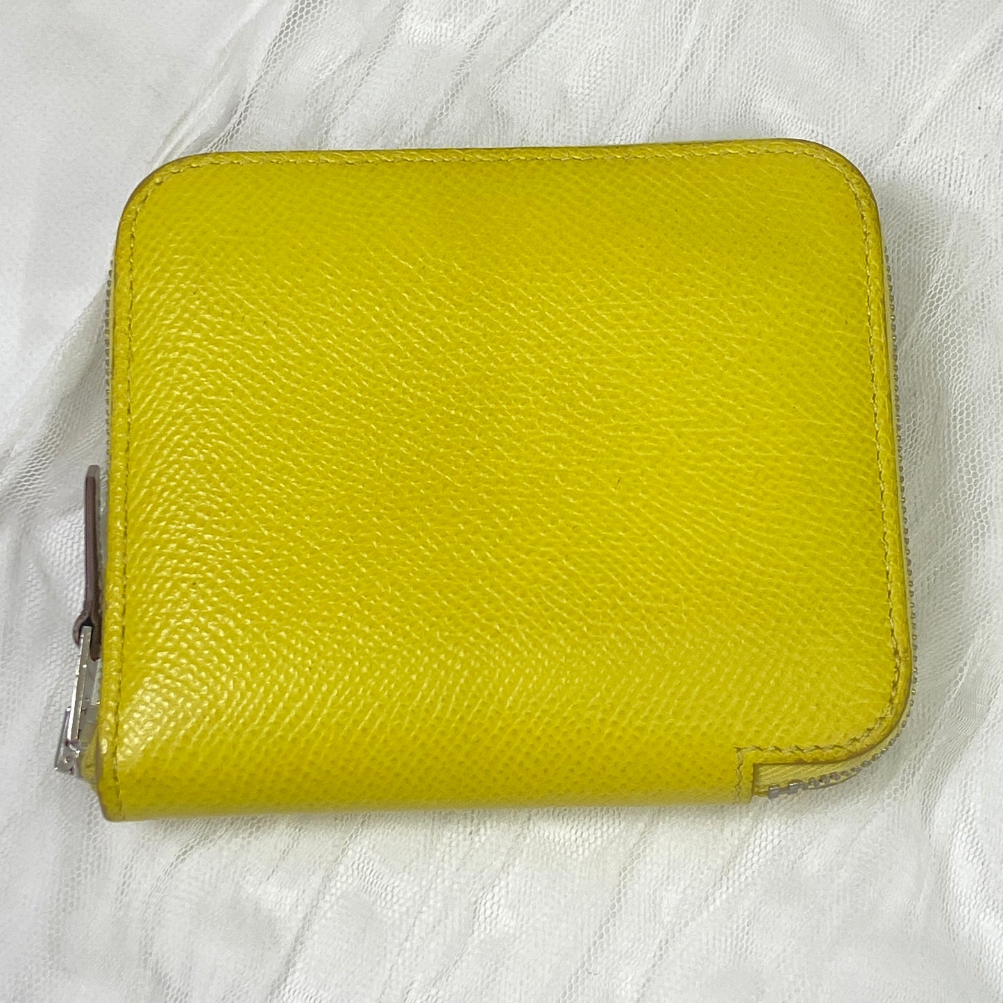 鑑定済み 【美品】 エルメス 《 アザップ シルクインコンパクト 》 ライム ブラウン シルバー金具 エプソン 財布 コインケース