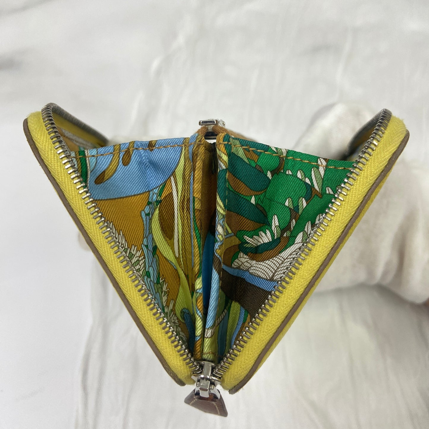 鑑定済み 【美品】 エルメス 《 アザップ シルクインコンパクト 》 ライム ブラウン シルバー金具 エプソン 財布 コインケース