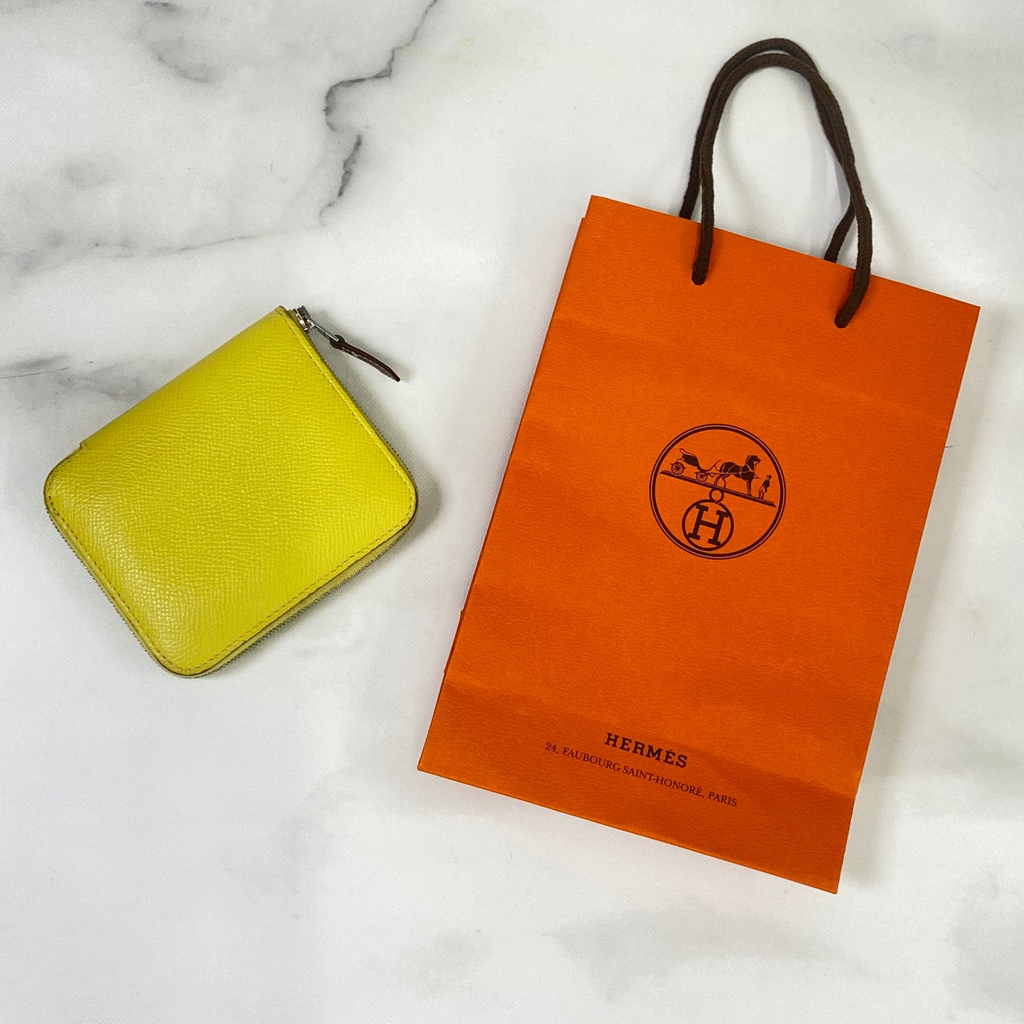 鑑定済み 【美品】 エルメス 《 アザップ シルクインコンパクト 》 ライム ブラウン シルバー金具 エプソン 財布 コインケース