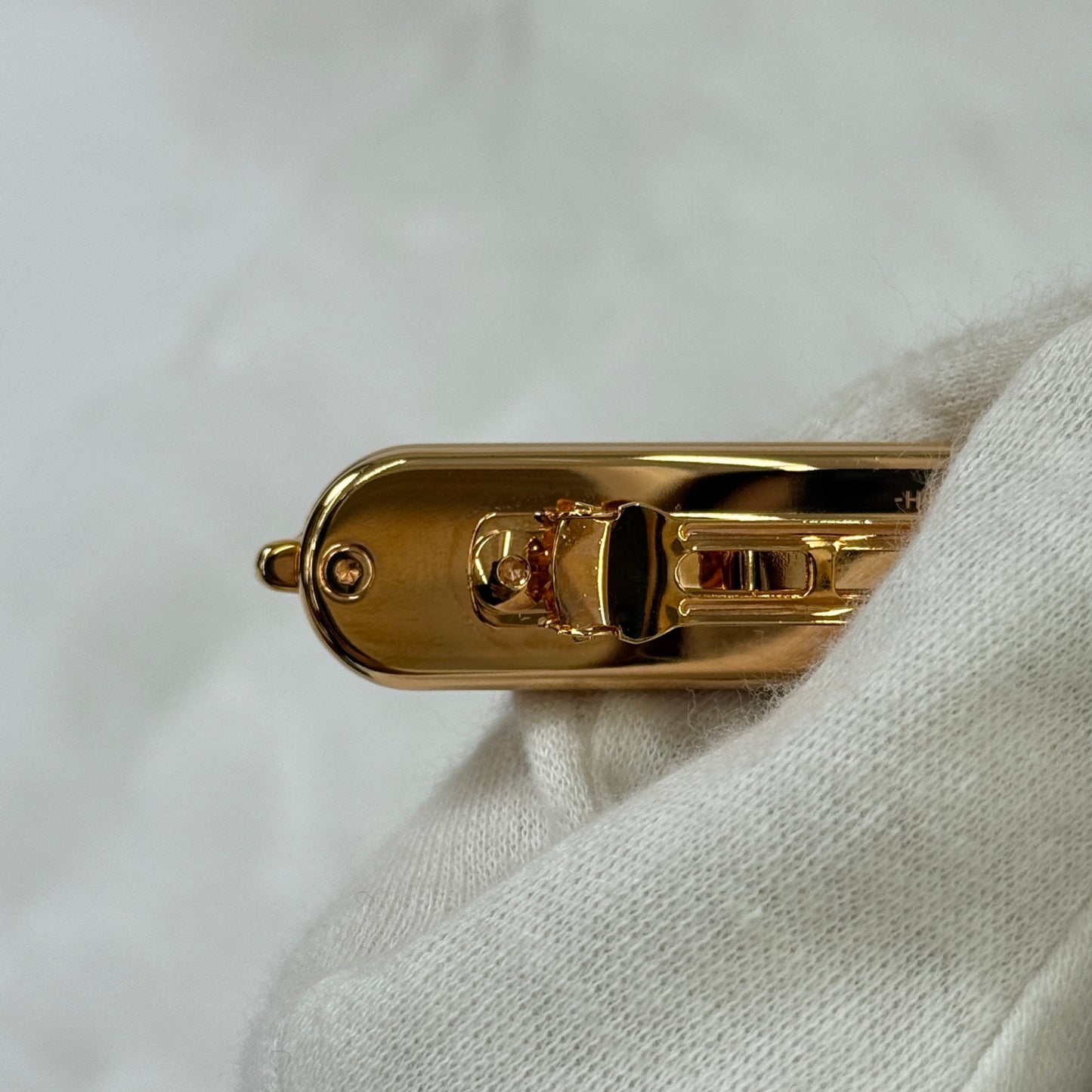 鑑定済み【 美品 】エルメス 《 ルリ 》 PM ナタ ピンクゴールド ラッカーメタル バレッタ プレーテッド シェーヌダンクル