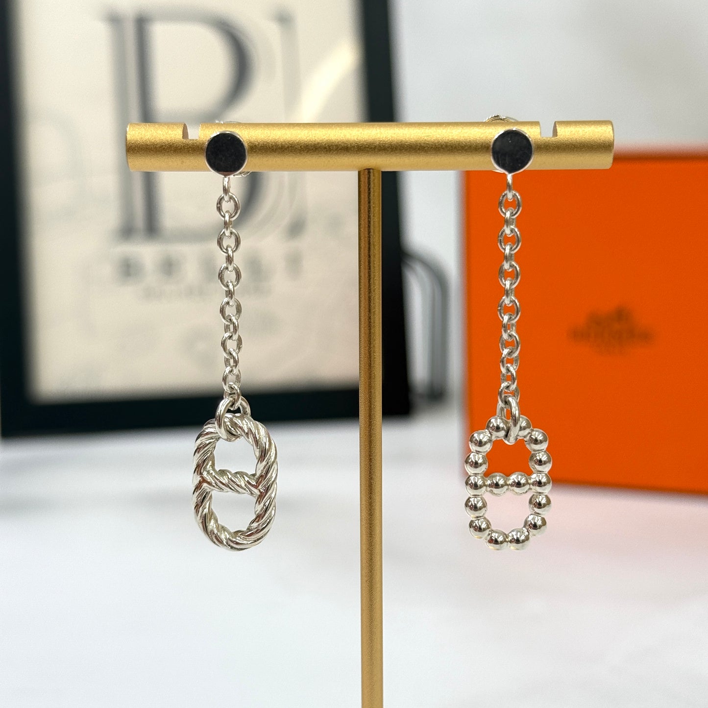 【 鑑定済み 】エルメス 《 シェーヌダンクル パラード 》 シルバー Ag925 ピアス