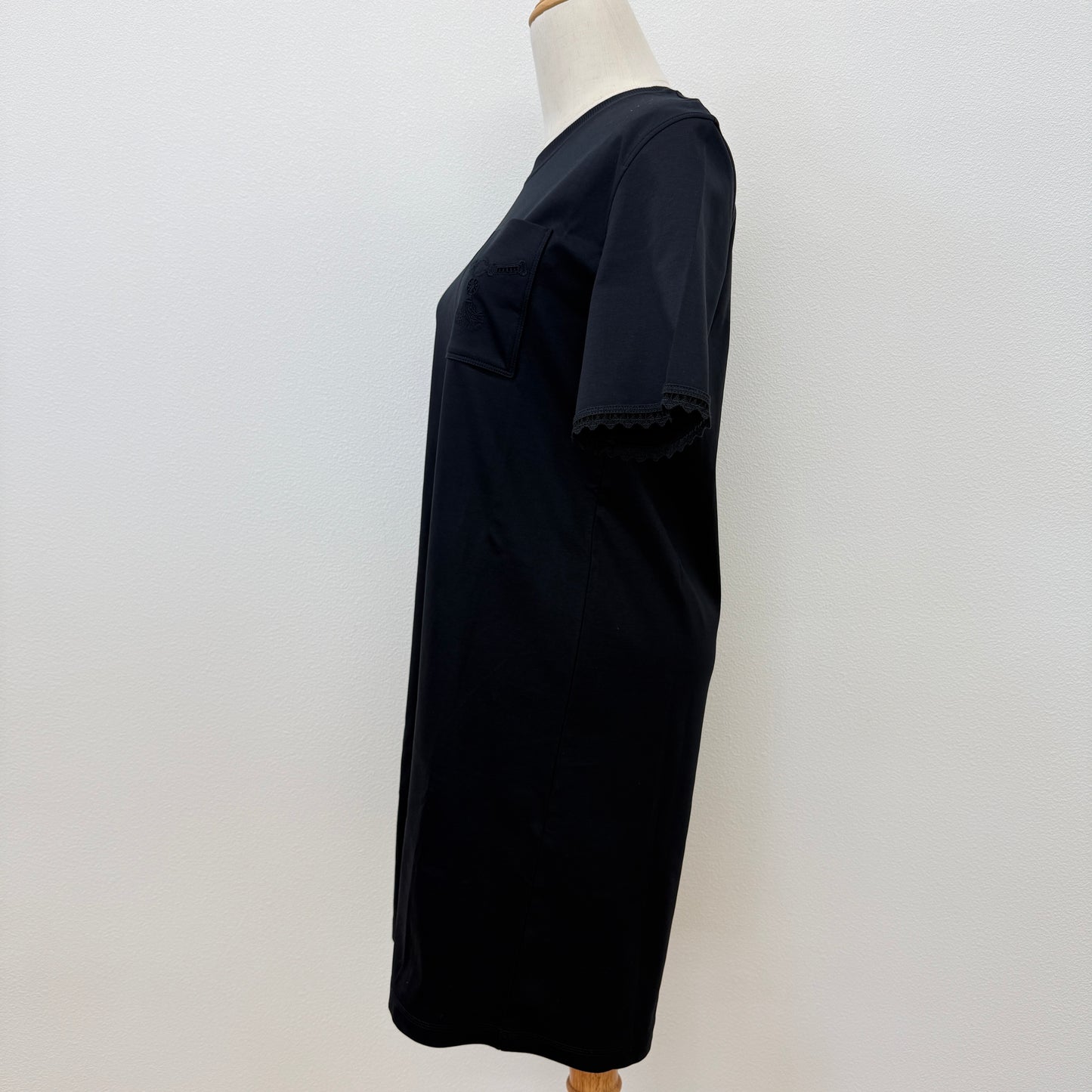 鑑定済み【 美品 】エルメス 《 Embroidered pocket flared dress 》 34 ( XSサイズ程度 ) ブラック コットン ワンピース ドレス レース 刺繍