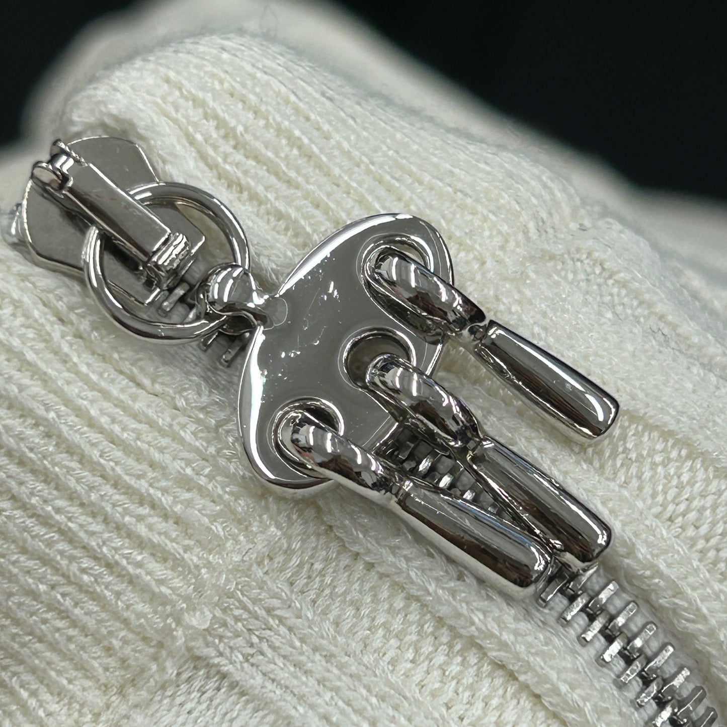 鑑定済み【 美品 】エルメス カーディガン 36 ( Sサイズ程度 ) ホワイト シルバー金具 コットン シルク 長袖 ニット