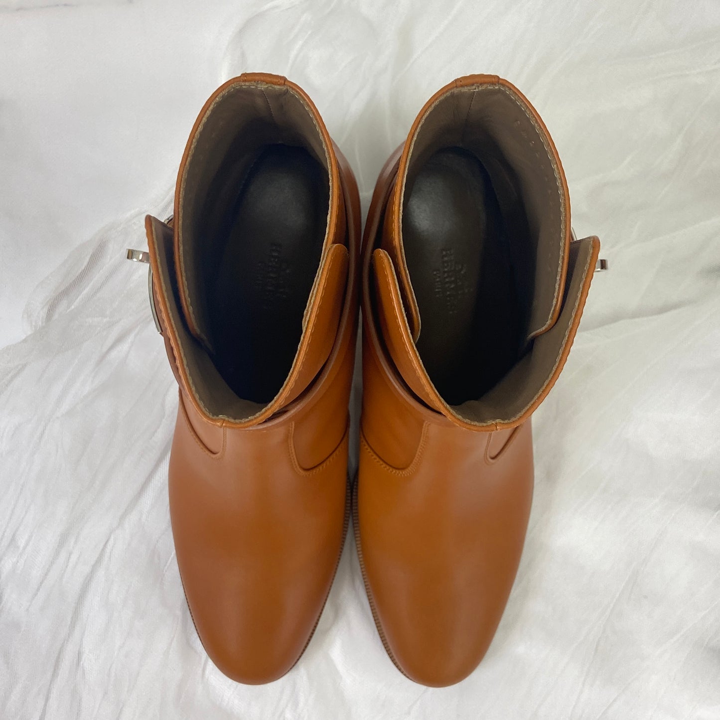 鑑定済み【 美品 】エルメス 《 フレンチー 》 38 24.5cm ブラウン シルバー金具 レザー ブーツ
