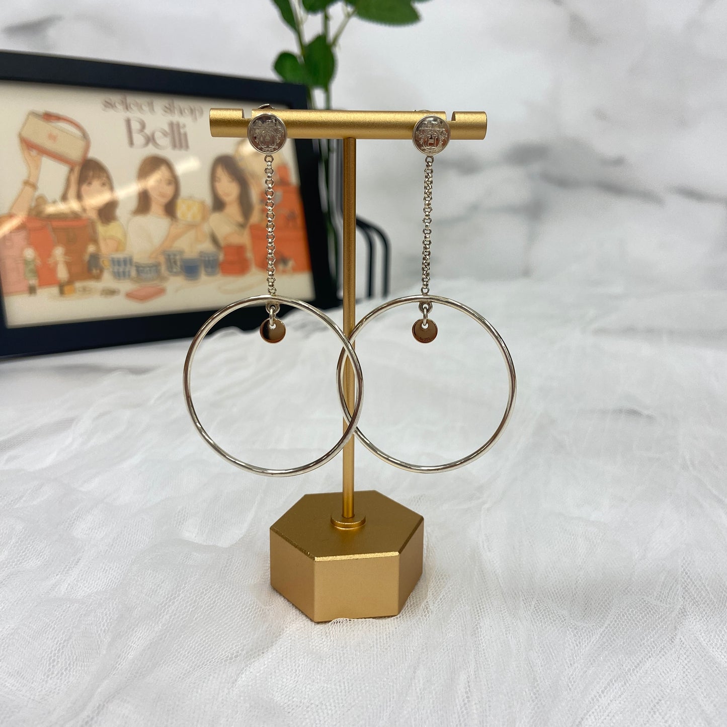 【 鑑定済み 】エルメス 《 エクスリブリス フープピアス 》 シルバー925 ゴールド 750 ピアス