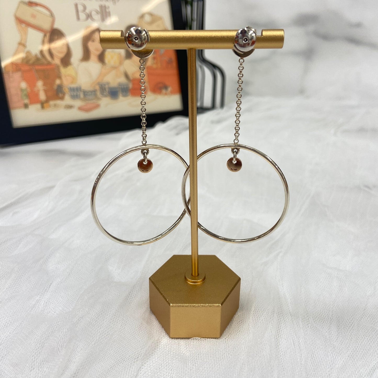 【 鑑定済み 】エルメス 《 エクスリブリス フープピアス 》 シルバー925 ゴールド 750 ピアス
