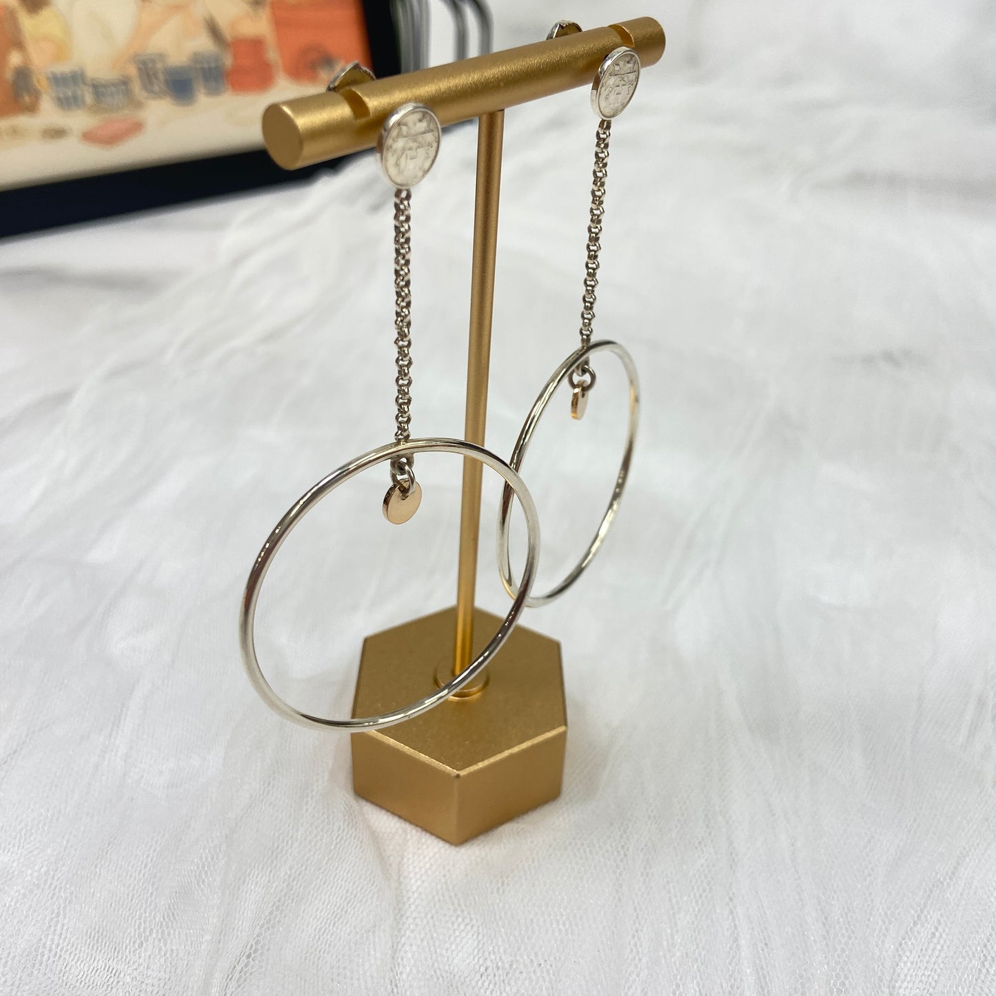 【 鑑定済み 】エルメス 《 エクスリブリス フープピアス 》 シルバー925 ゴールド 750 ピアス