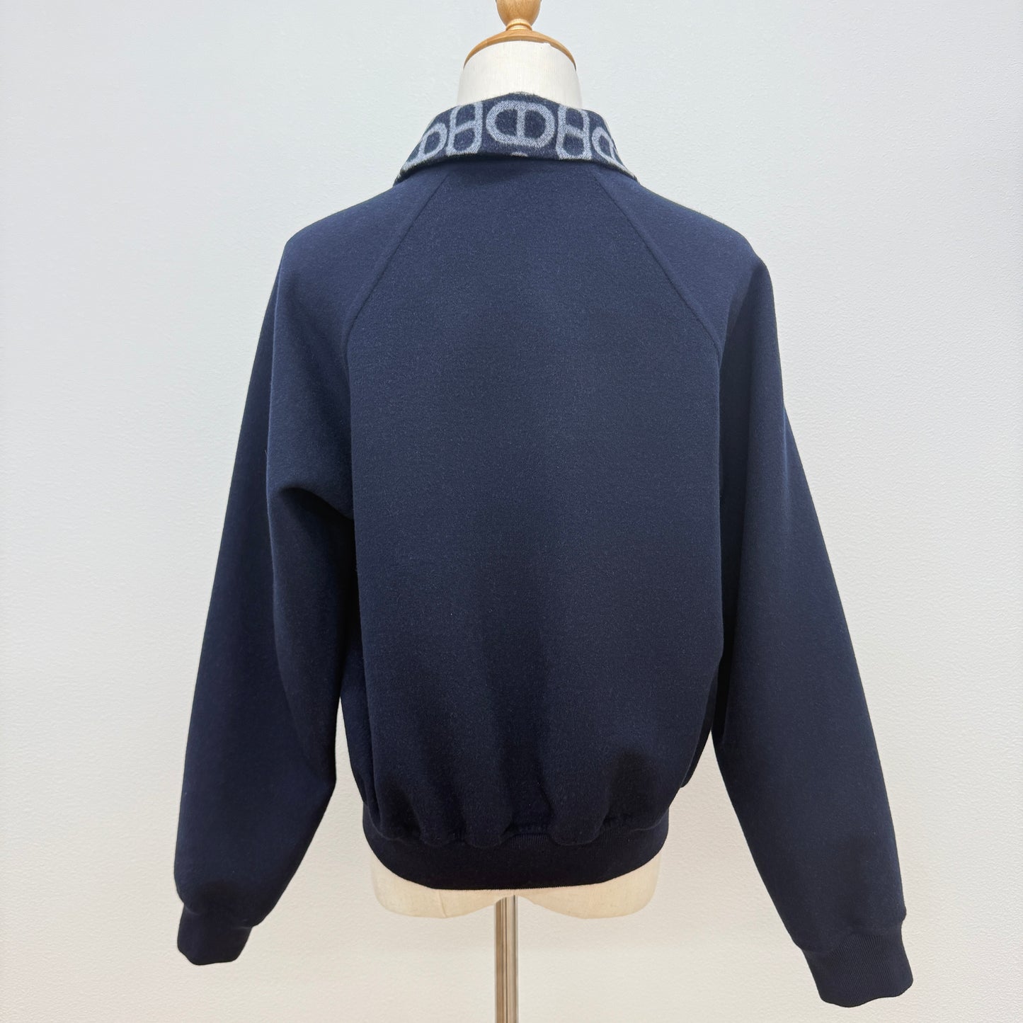 鑑定済み【 美品 】エルメス 《 シェーヌ ダンクル 》 リバーシブル ボンバージャケット 34 ( 5号程度 ) 4H0141DC ネイビー グレー シルバー金具 ウール ブルゾン ジップ 袖リブ