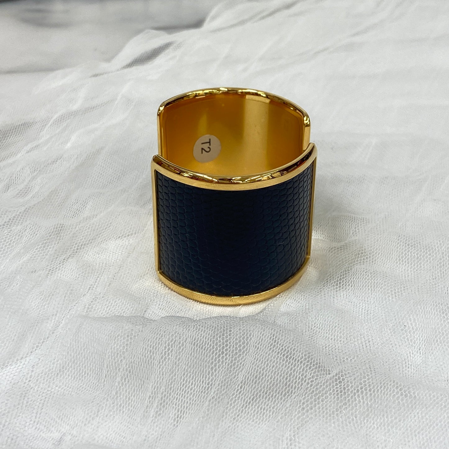 鑑定済み【 新品 】エルメス 《 オランプ 》 T2 リザード ブラック ゴールド ブレスレット