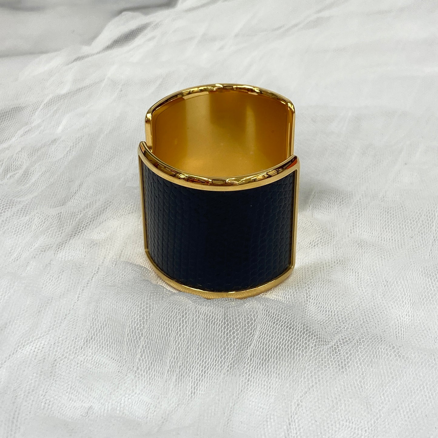 鑑定済み【 新品 】エルメス 《 オランプ 》 T2 リザード ブラック ゴールド ブレスレット