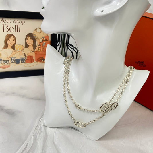 鑑定済み【 美品 】エルメス 《 ファランドール 》 120 シルバー925 ネックレス シェーヌダンクル