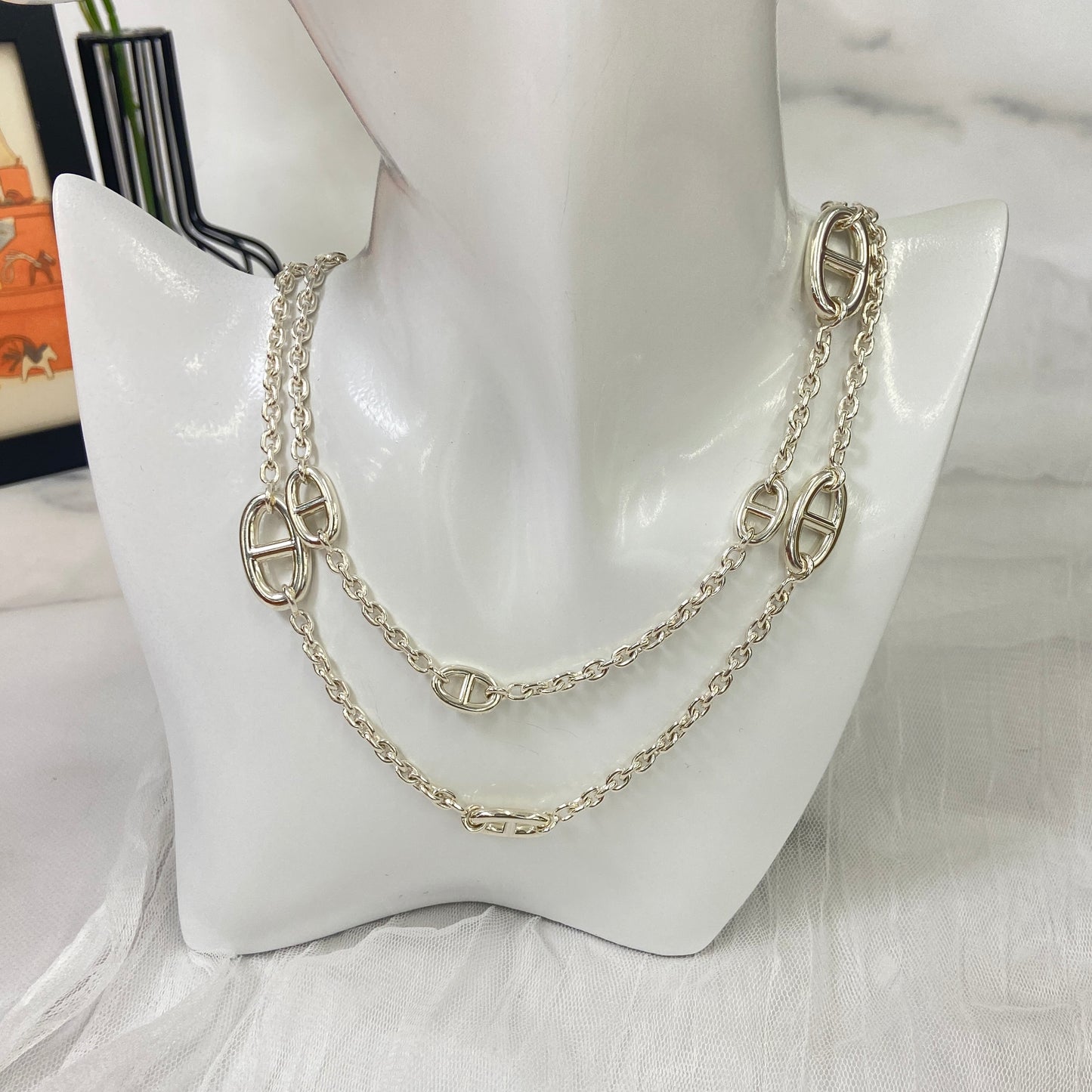 鑑定済み【 美品 】エルメス 《 ファランドール 》 120 シルバー925 ネックレス シェーヌダンクル