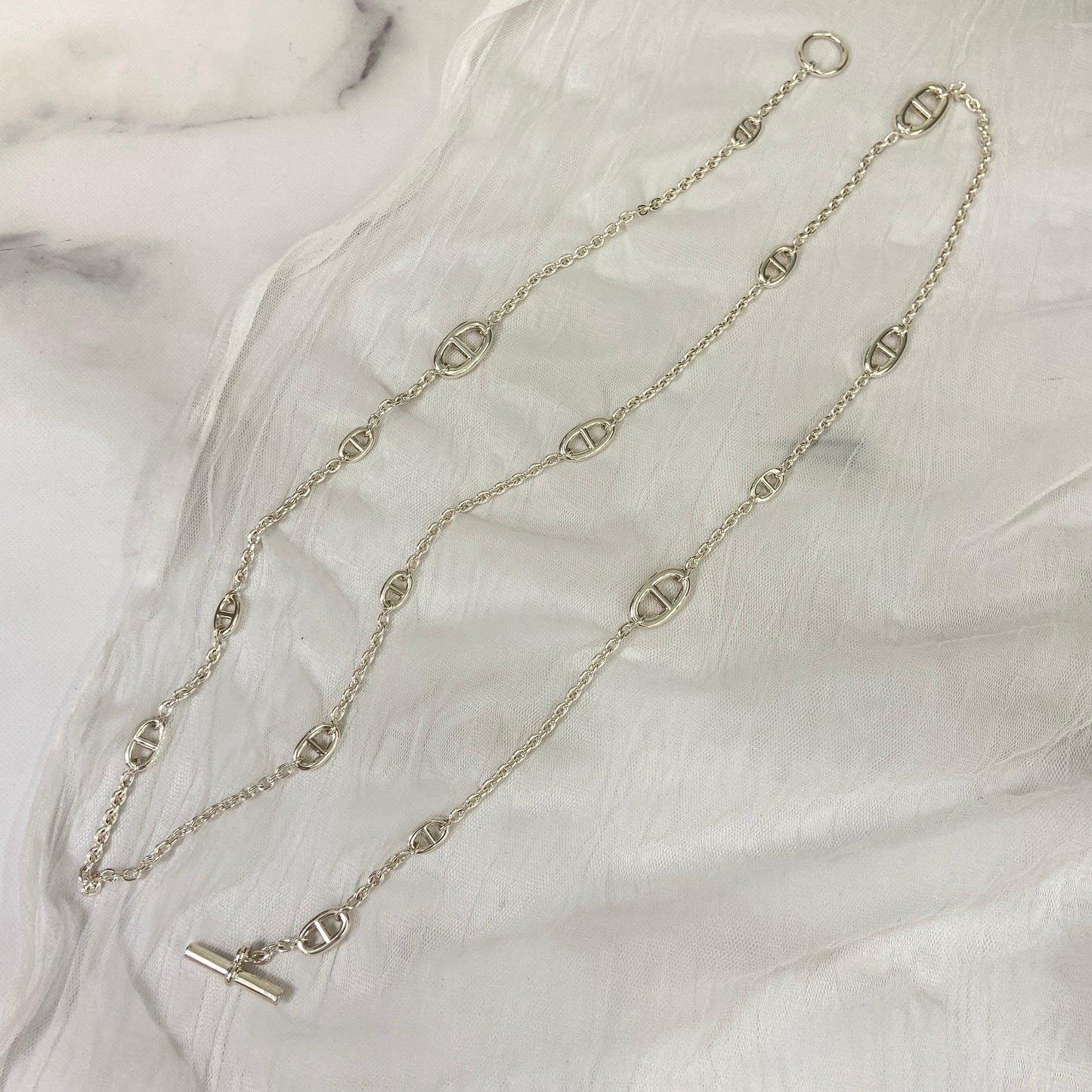 鑑定済み【 美品 】エルメス 《 ファランドール 》 120 シルバー925 ネックレス シェーヌダンクル
