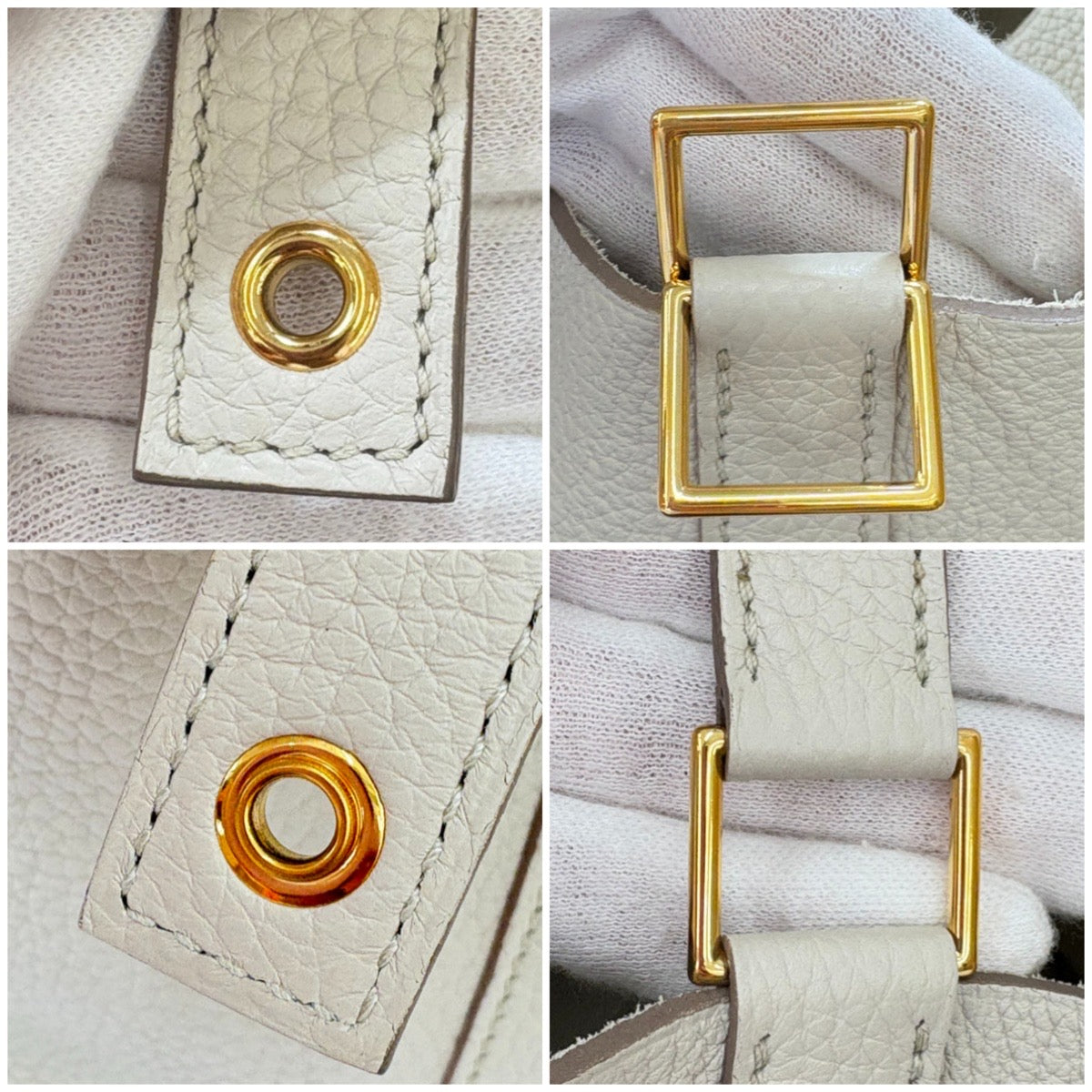 【 鑑定済み 】エルメス  ピコタンロック 26 GM トリヨンクレマンス べトン アイボリー ゴールド金具  C刻印 ハンドバッグ