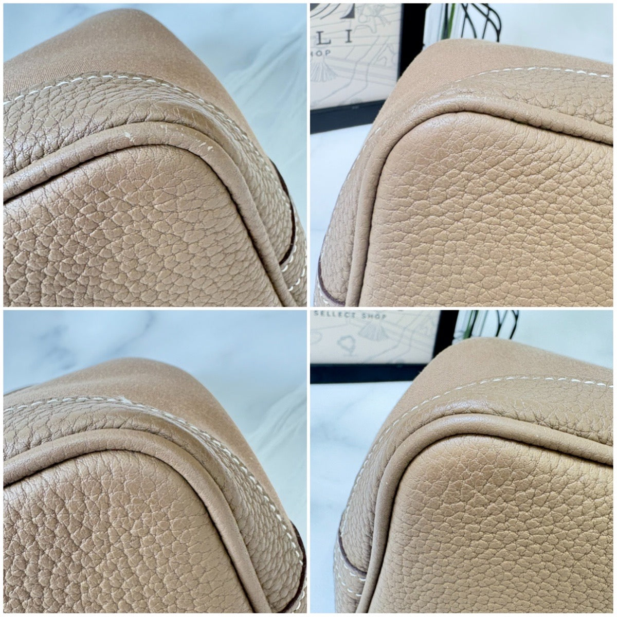 【 鑑定済み 】エルメス ガーデンパーティ 30 TPM レザー キャンバス エトゥープ  シルバー金具 A刻印 トートバッグ ハンドバッグ