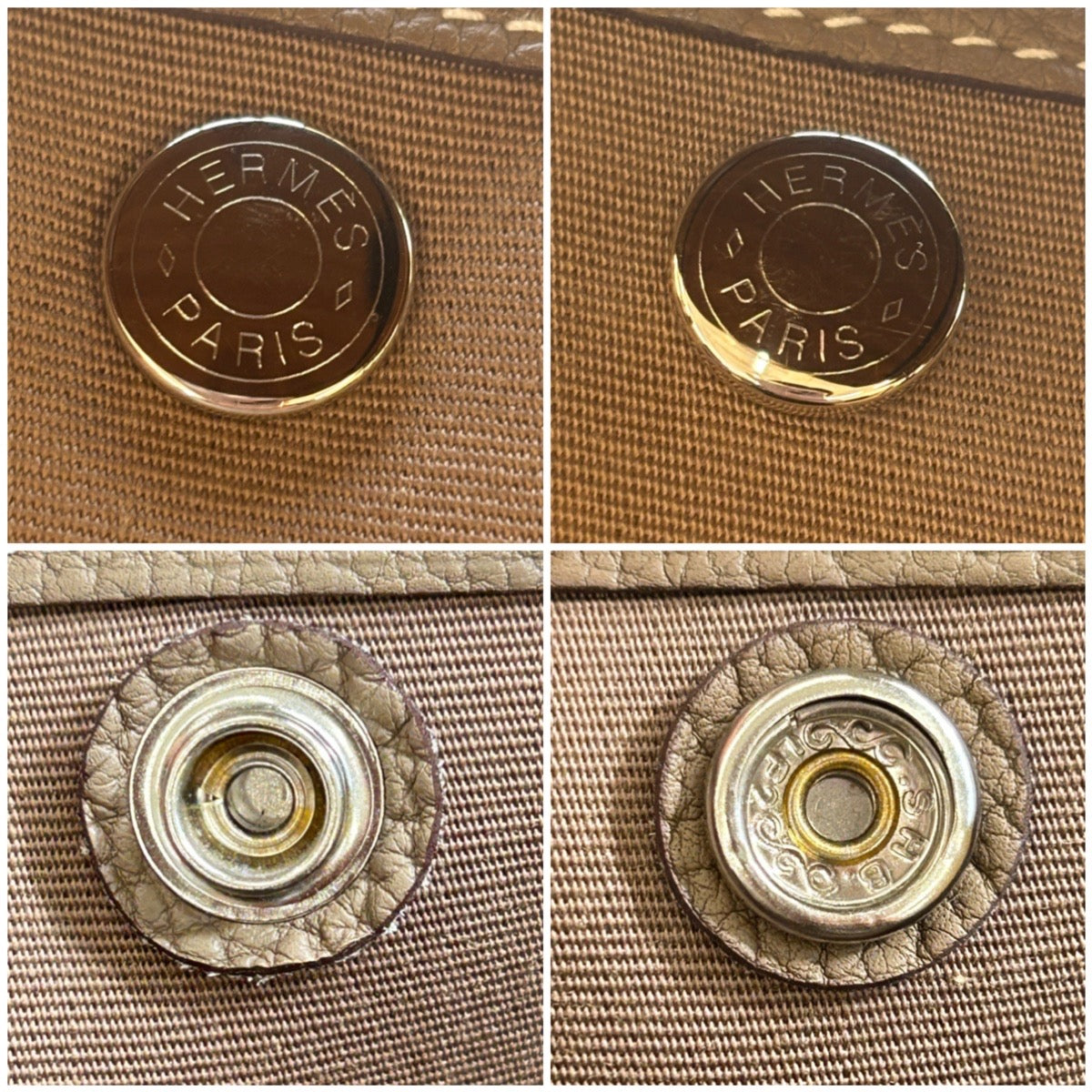 【 鑑定済み 】エルメス ガーデンパーティ 30 TPM レザー キャンバス エトゥープ  シルバー金具 A刻印 トートバッグ ハンドバッグ