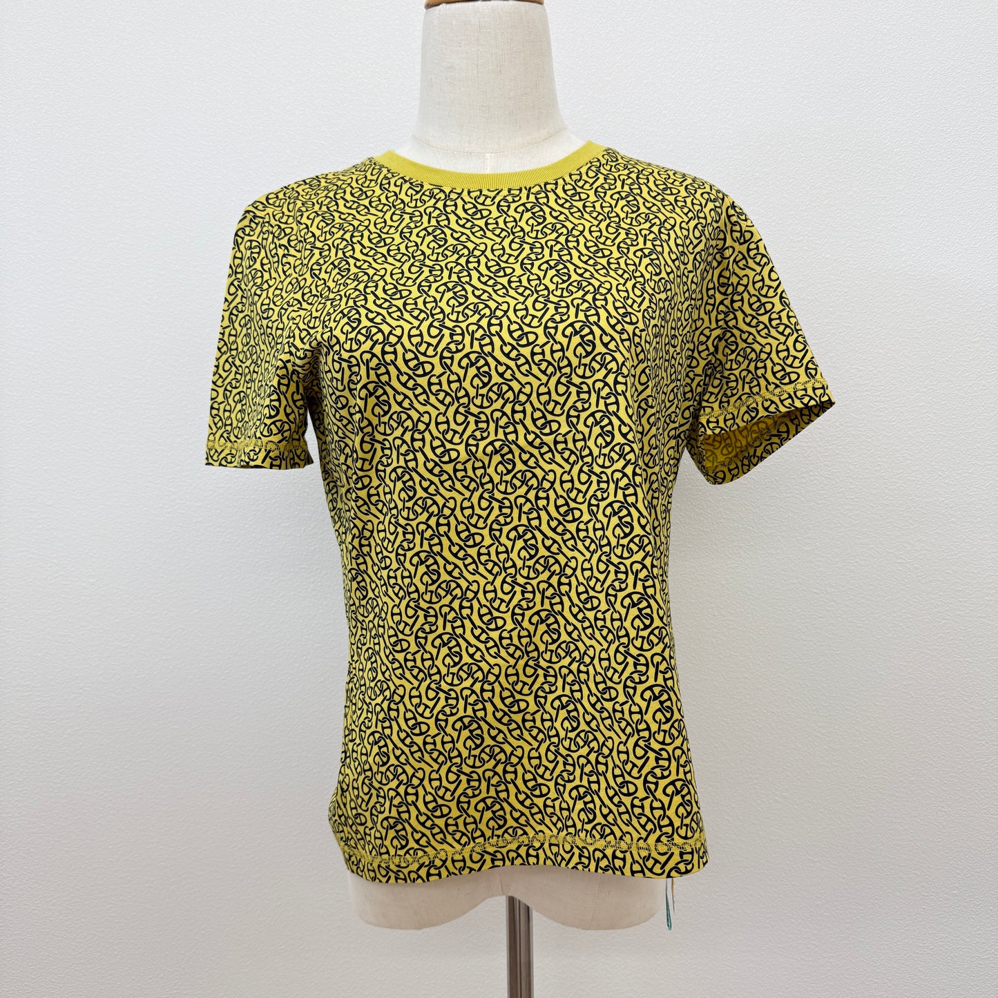 鑑定済み【 美品 】エルメス 《 ナウサ シェーヌ 》 42 ( Lサイズ程度 ) イエロー コットン Tシャツ 2024 AW 秋冬 シェーヌダンクル クリーニング済み