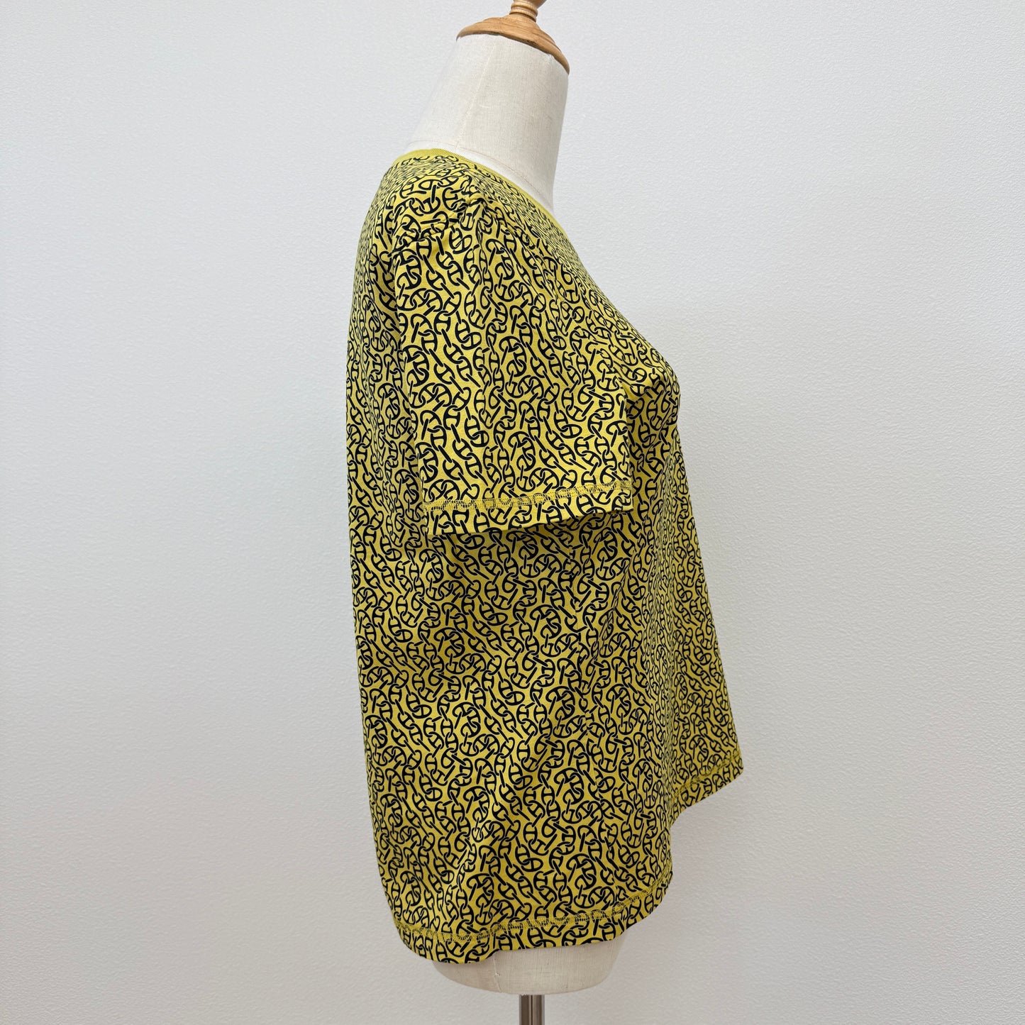 鑑定済み【 美品 】エルメス 《 ナウサ シェーヌ 》 42 ( Lサイズ程度 ) イエロー コットン Tシャツ 2024 AW 秋冬 シェーヌダンクル クリーニング済み