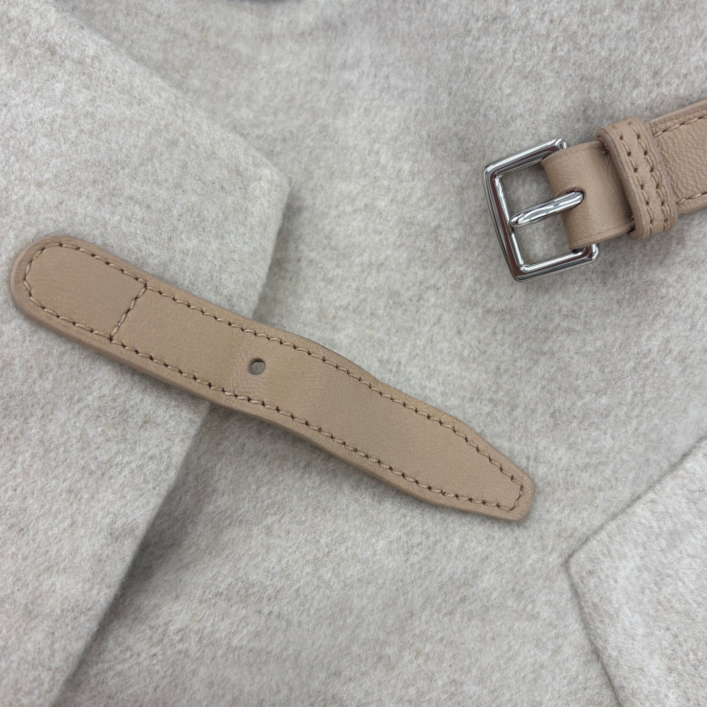 鑑定済み【 美品 】エルメス カシミアコート 34 ( 5号程度 ) 4H0104DB ベージュ ナチュラル カシミア ベルト付き アウター セリエボタン