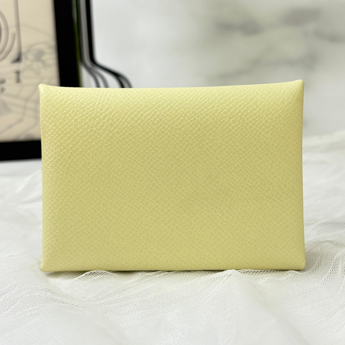 鑑定済み【 美品 】エルメス 《 カルヴィデュオ 》ジョーヌミルトン イエロー  レザー W刻印 カードケース 財布 コインケース
