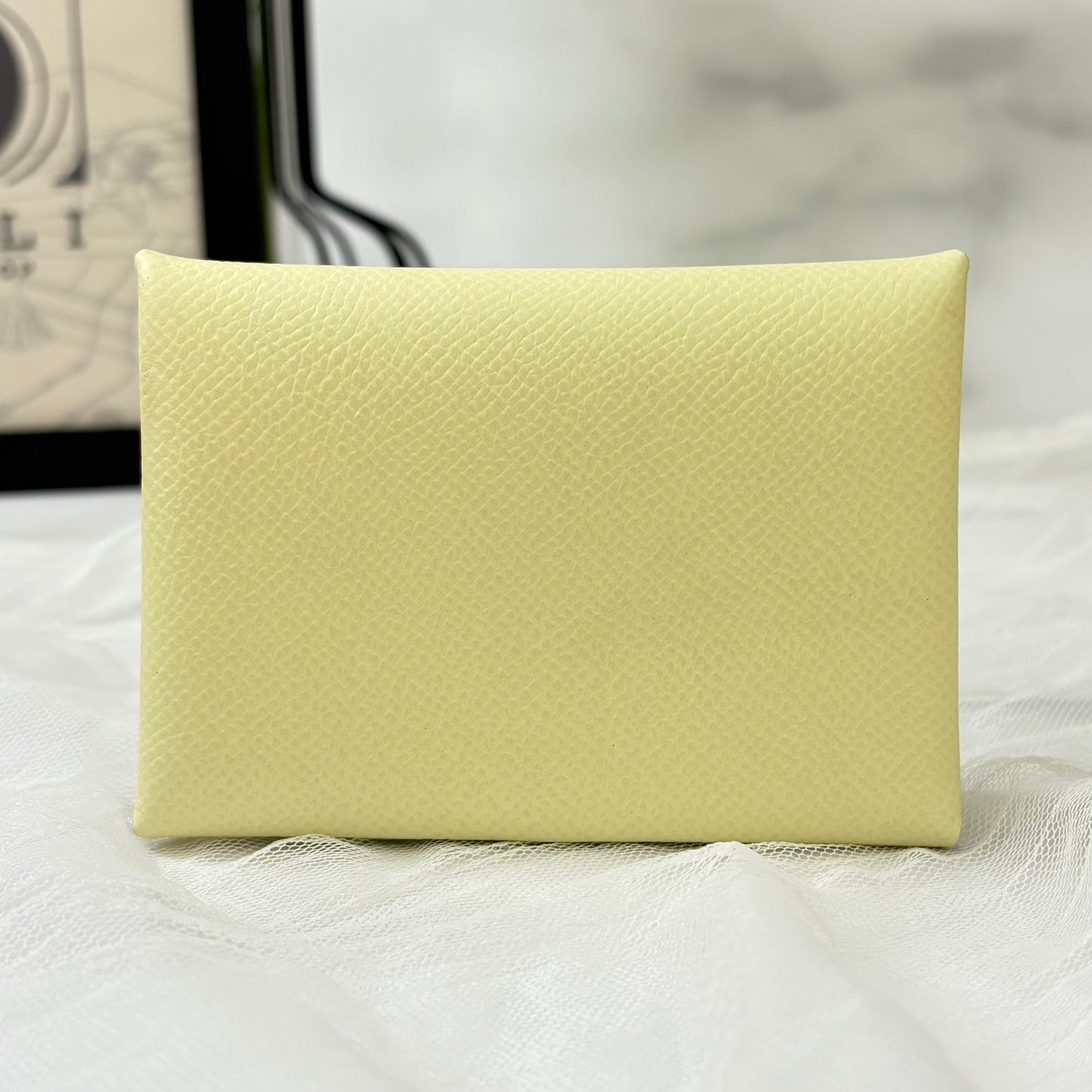 鑑定済み【 美品 】エルメス 《 カルヴィデュオ 》ジョーヌミルトン イエロー  レザー W刻印 カードケース 財布 コインケース