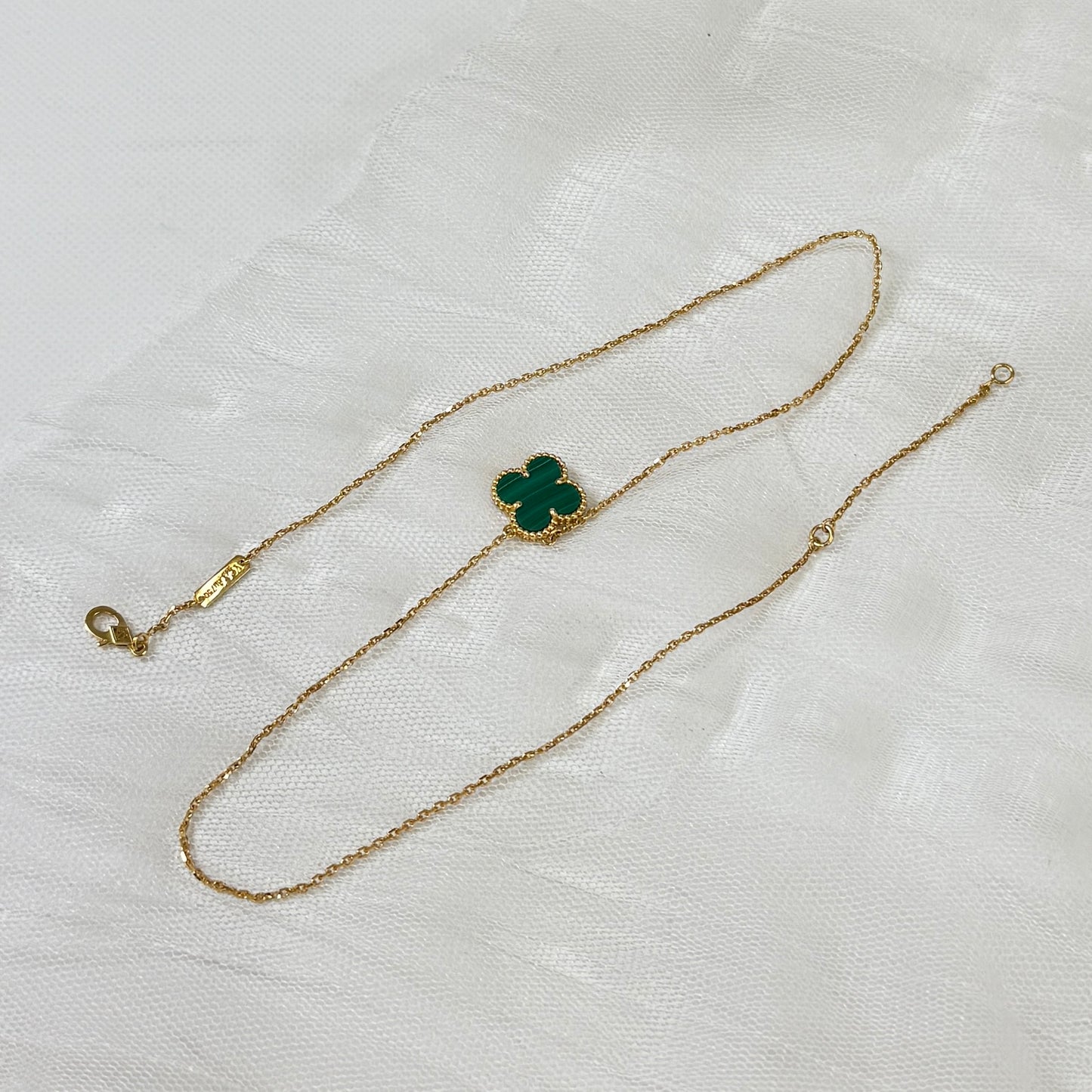 鑑定済み【 美品 】ヴァンクリーフ&アーペル 《 ヴィンテージ アルハンブラ 》 18KYG イエローゴールド マラカイト  グリーン ペンダント ネックレス
