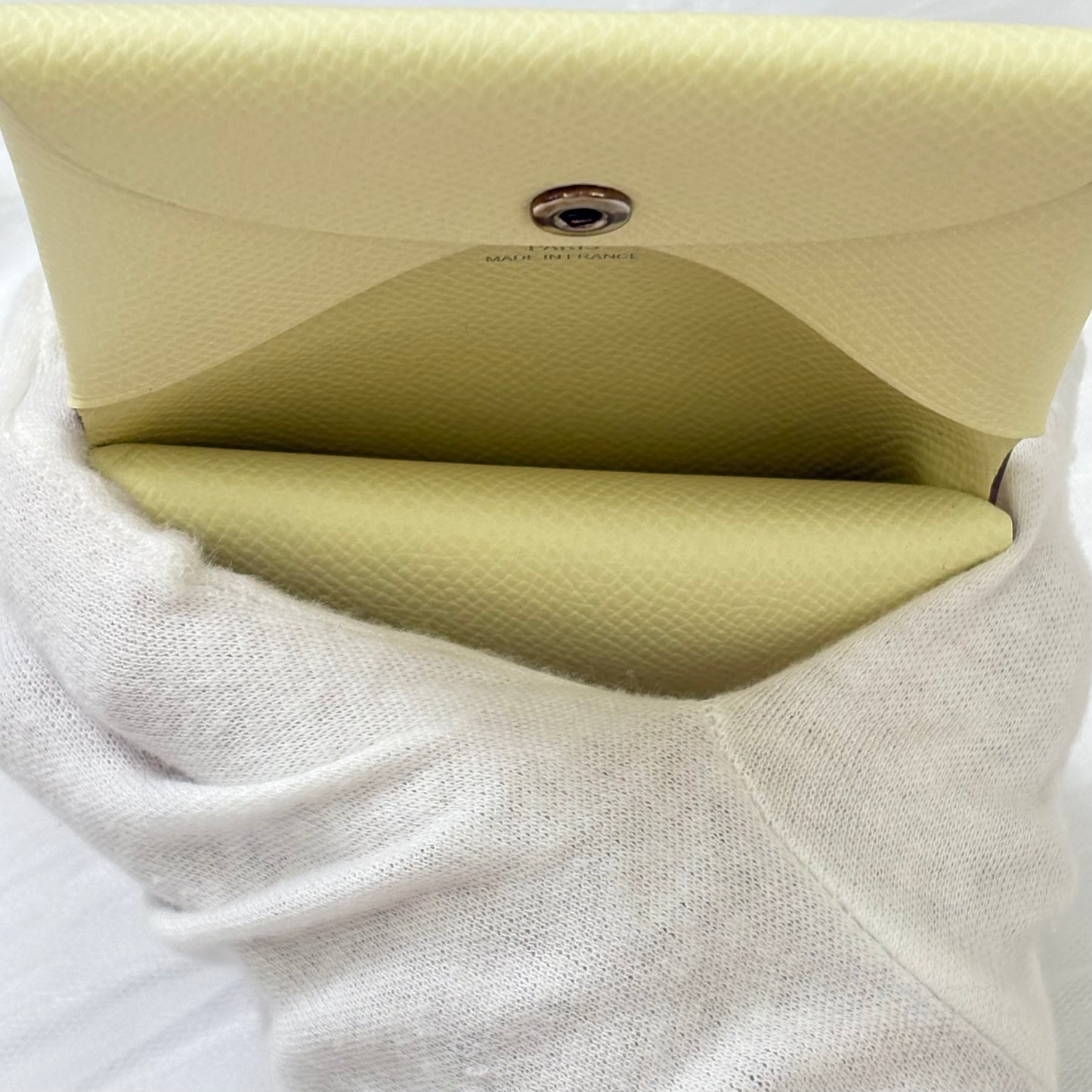 鑑定済み【 美品 】エルメス 《 カルヴィデュオ 》ジョーヌミルトン イエロー  レザー W刻印 カードケース 財布 コインケース