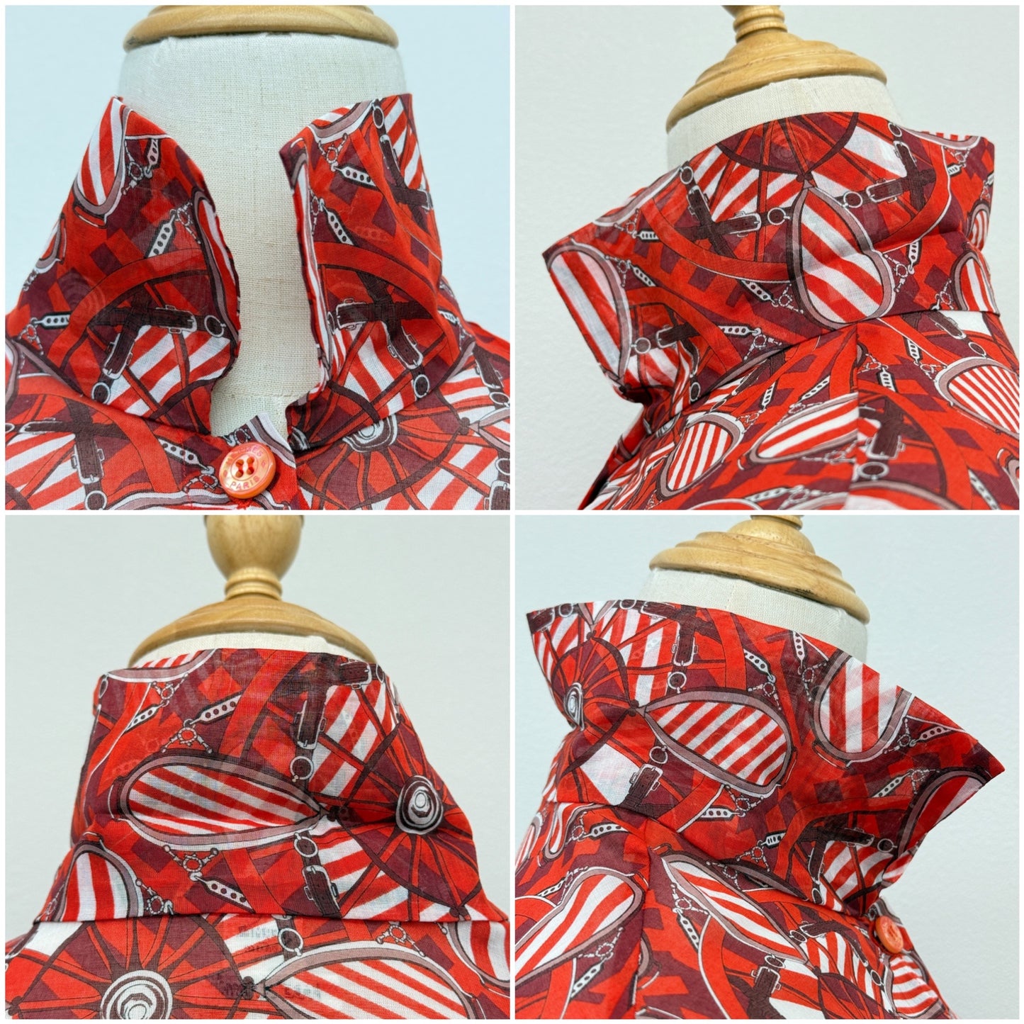 鑑定済み【 美品 】エルメス シャツ 38 ( Mサイズ程度 ) レッド コットン ビーチウェアコレクション 半袖 シャツ