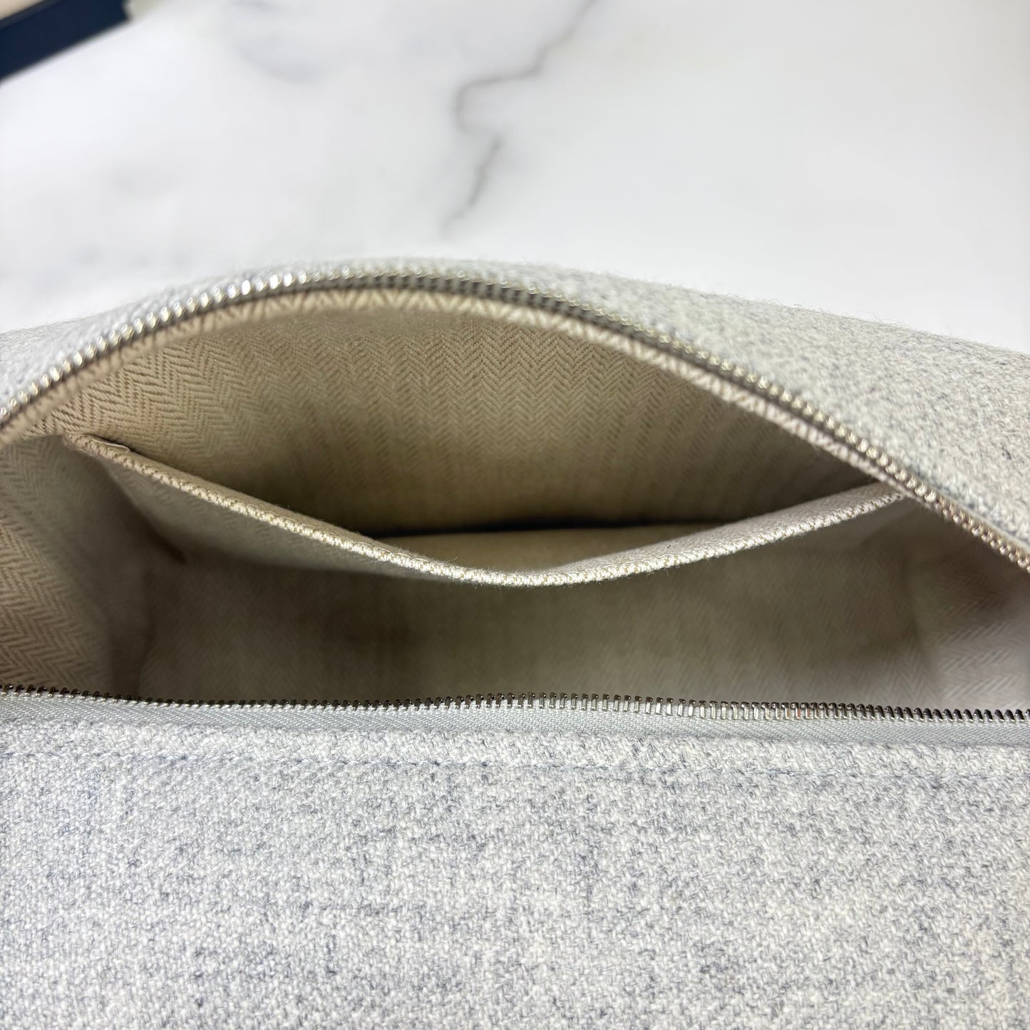 鑑定済み【 美品 】エルメス 《 ブリッド・ア・ブラック 》 PM グレー オレンジ シルバー金具 ウール ハンドバッグ ポーチ Hロゴ