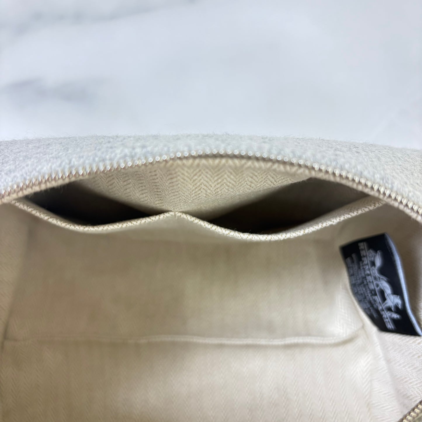 鑑定済み【 美品 】エルメス 《 ブリッド・ア・ブラック 》 PM グレー オレンジ シルバー金具 ウール ハンドバッグ ポーチ Hロゴ