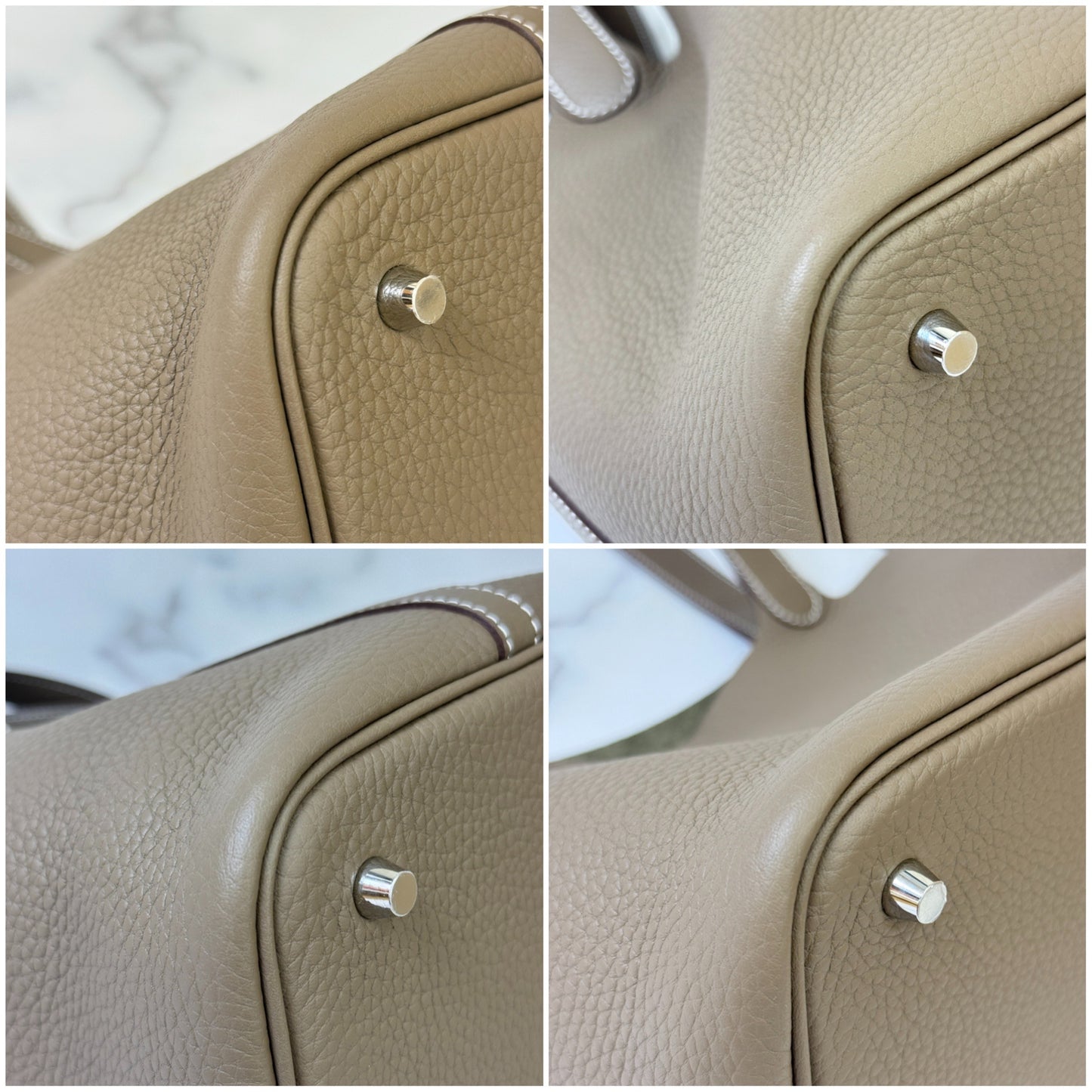 鑑定済み【 新品未使用 】エルメス ピコタンロック 22 MM トリヨンクレマンス エトゥープ シルバー金具 K刻印 ハンドバッグ