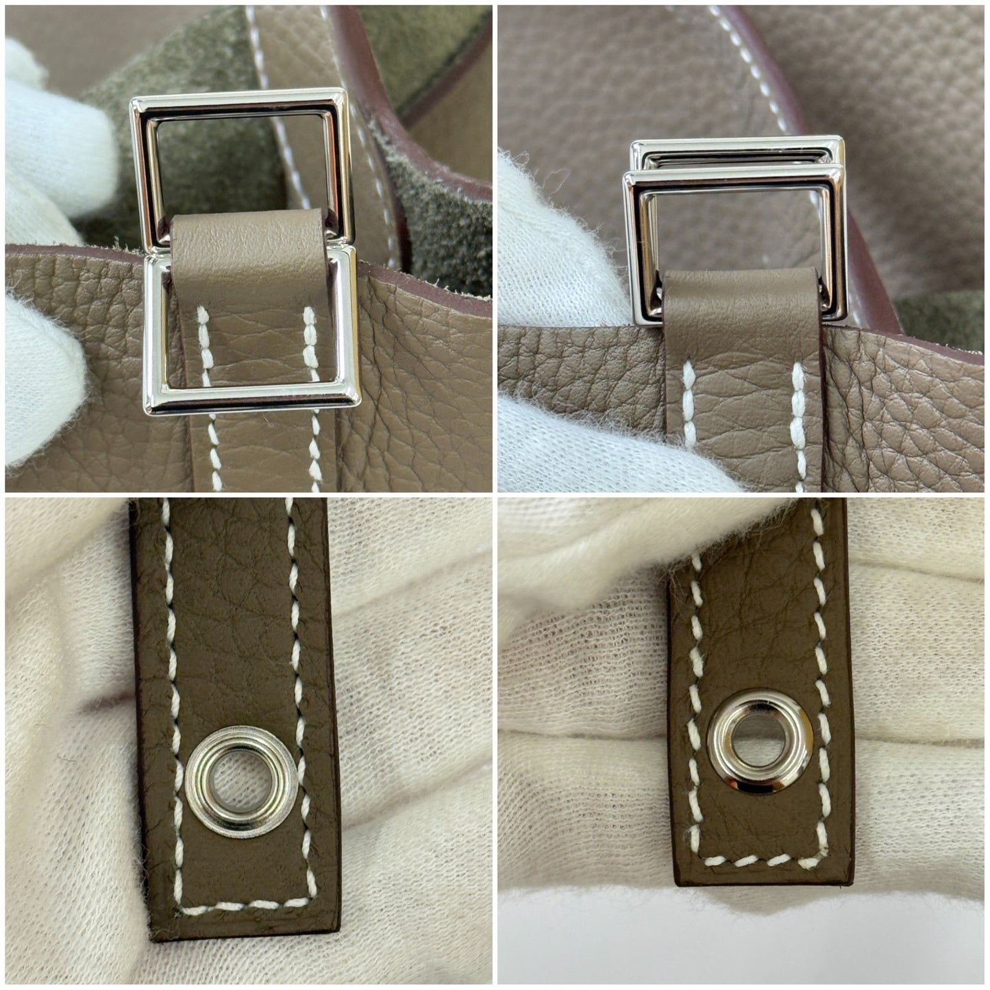 鑑定済み【 新品未使用 】エルメス ピコタンロック 22 MM トリヨンクレマンス エトゥープ シルバー金具 K刻印 ハンドバッグ