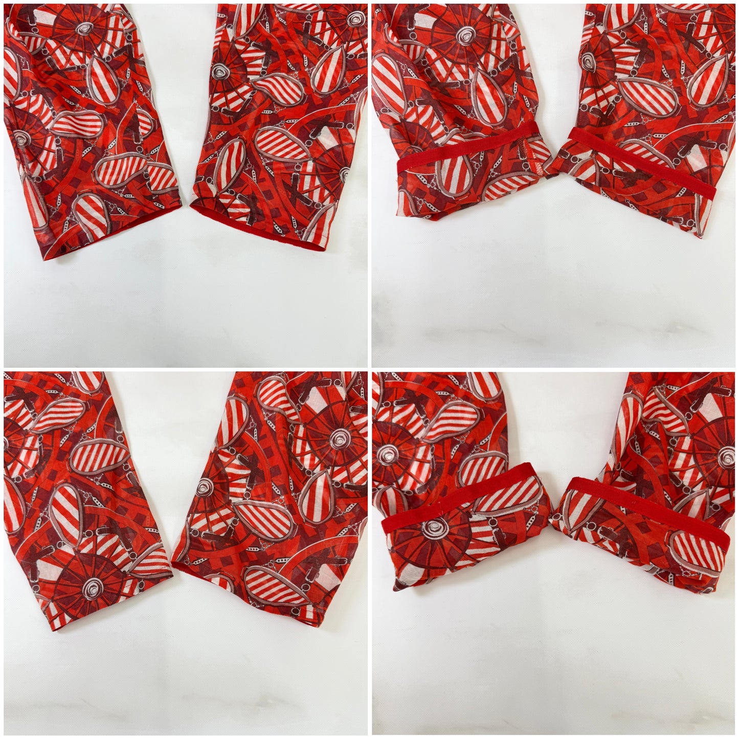 鑑定済み【 美品 】エルメス シャツ 38 ( Mサイズ程度 ) レッド コットン ビーチウェアコレクション 半袖 シャツ