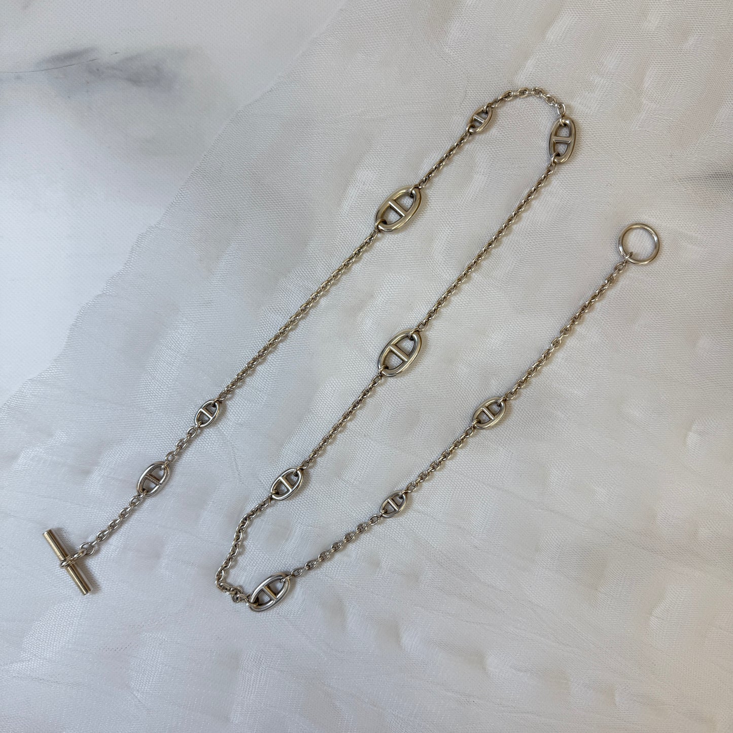【 鑑定済み 】エルメス 《 ファランドール 》 80 シルバー Ag925 ネックレス シェーヌダンクル