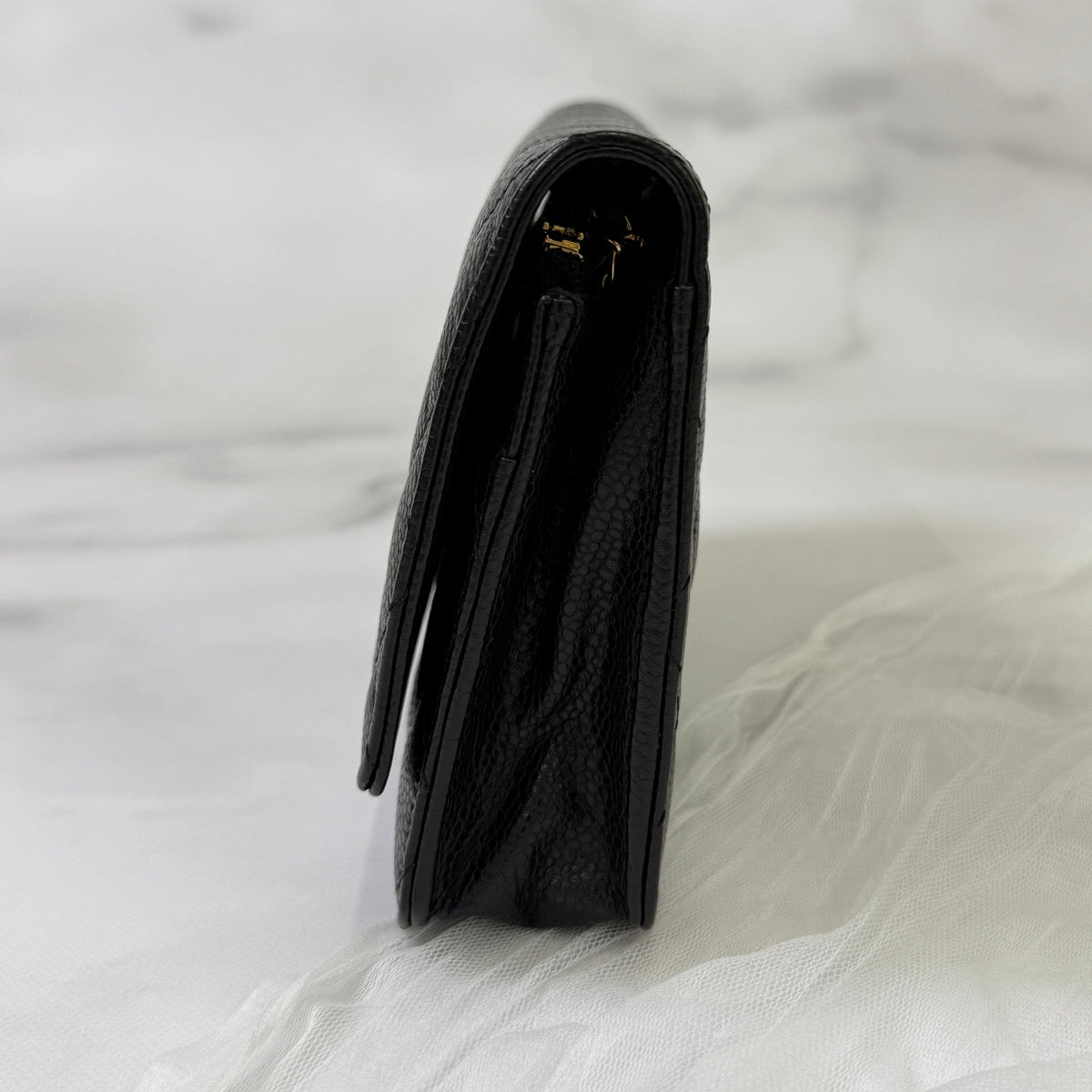 鑑定済み【 美品 】シャネル マトラッセチェーンウォレット ブラック ゴールド金具 キャビアスキン ココマーク 財布 バッグ