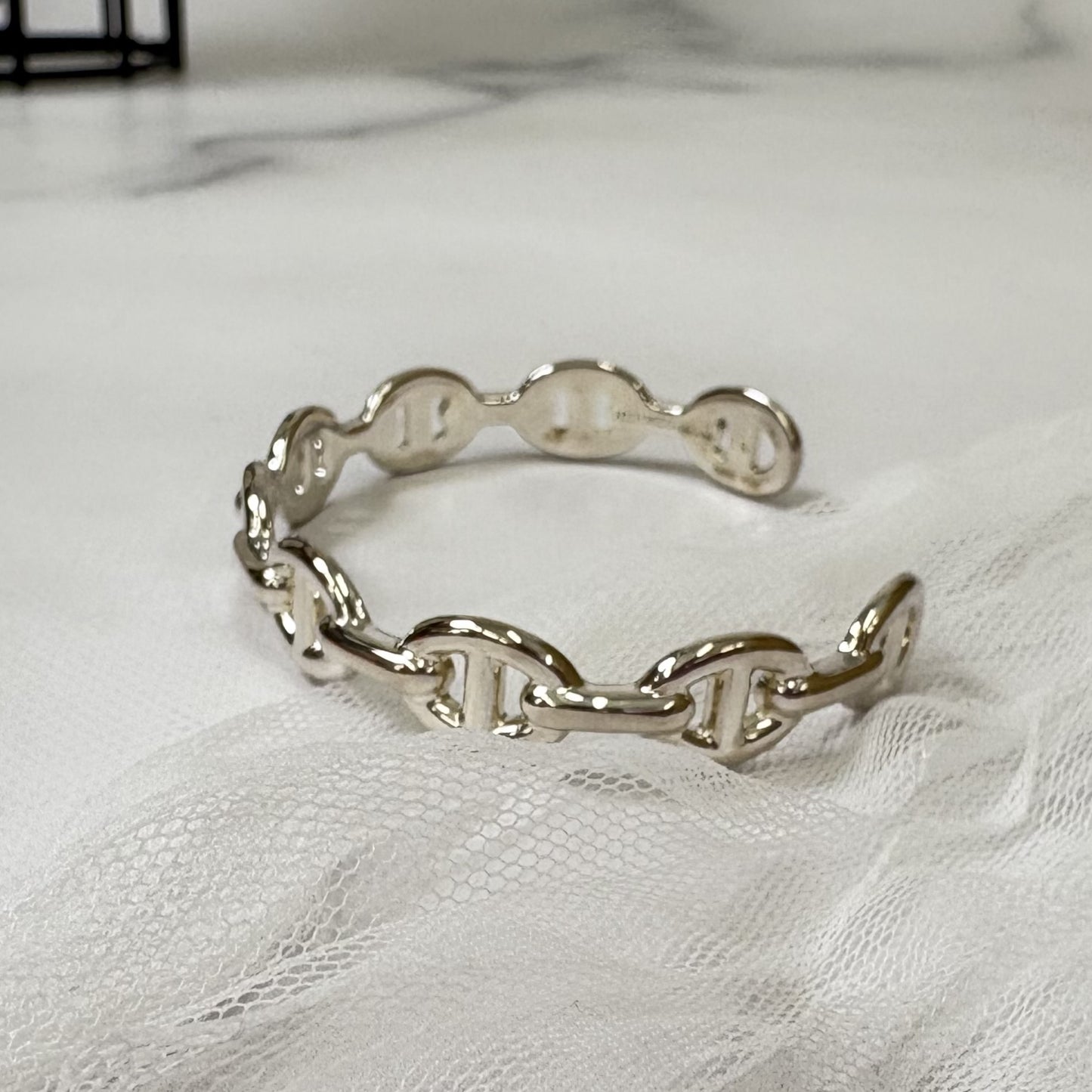 【 鑑定済み 】エルメス シェーヌダンクル アンシェネ シルバー925 ブレスレット バングル