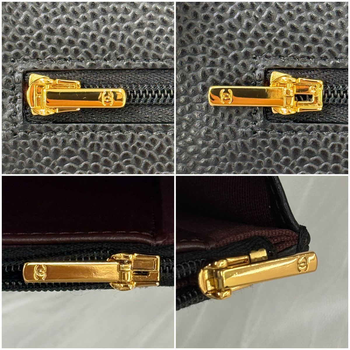 鑑定済み【 美品 】シャネル マトラッセチェーンウォレット ブラック ゴールド金具 キャビアスキン ココマーク 財布 バッグ